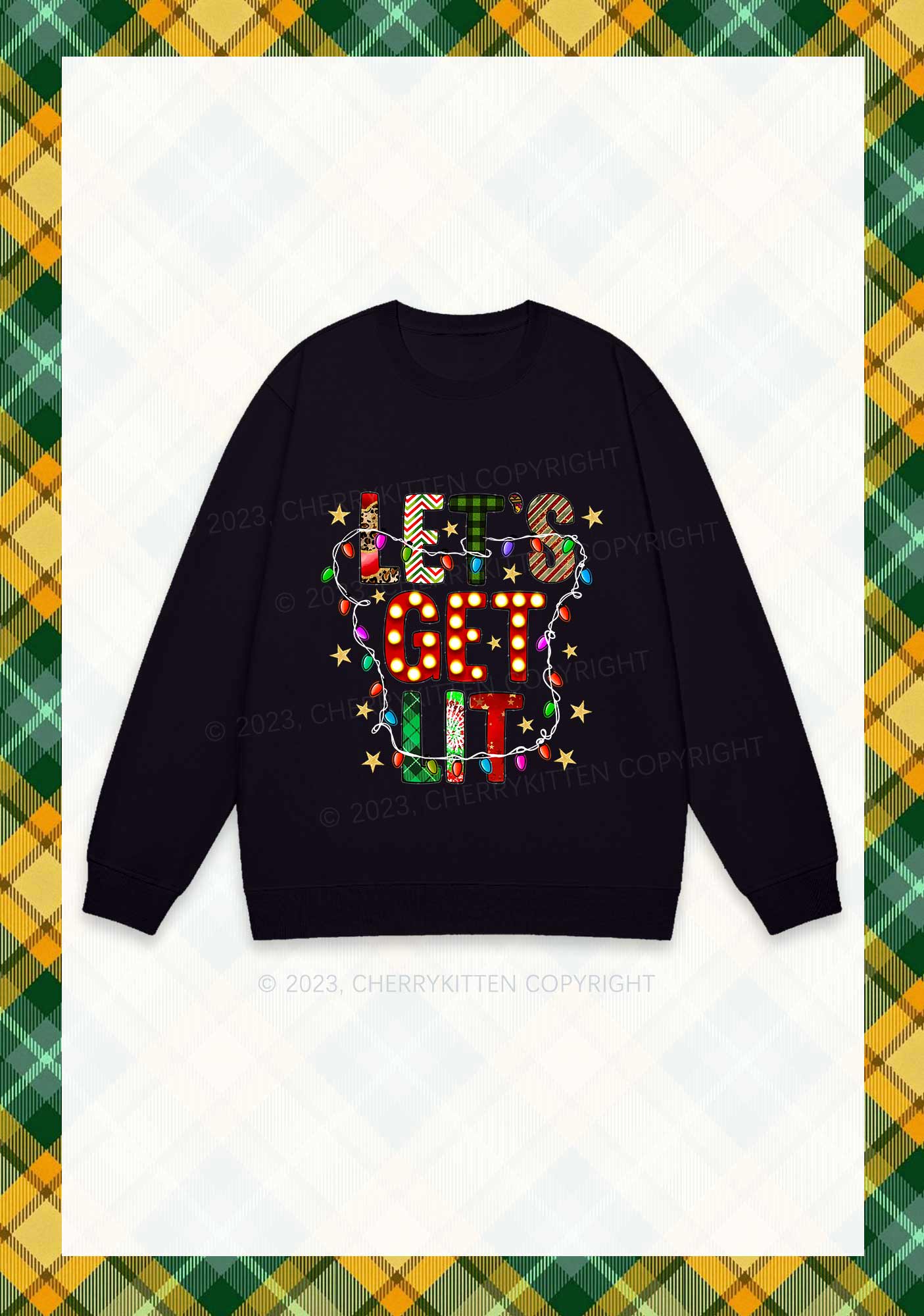 Let's Get Lit Christmas Y2K Sweatshirt Cherrykitten