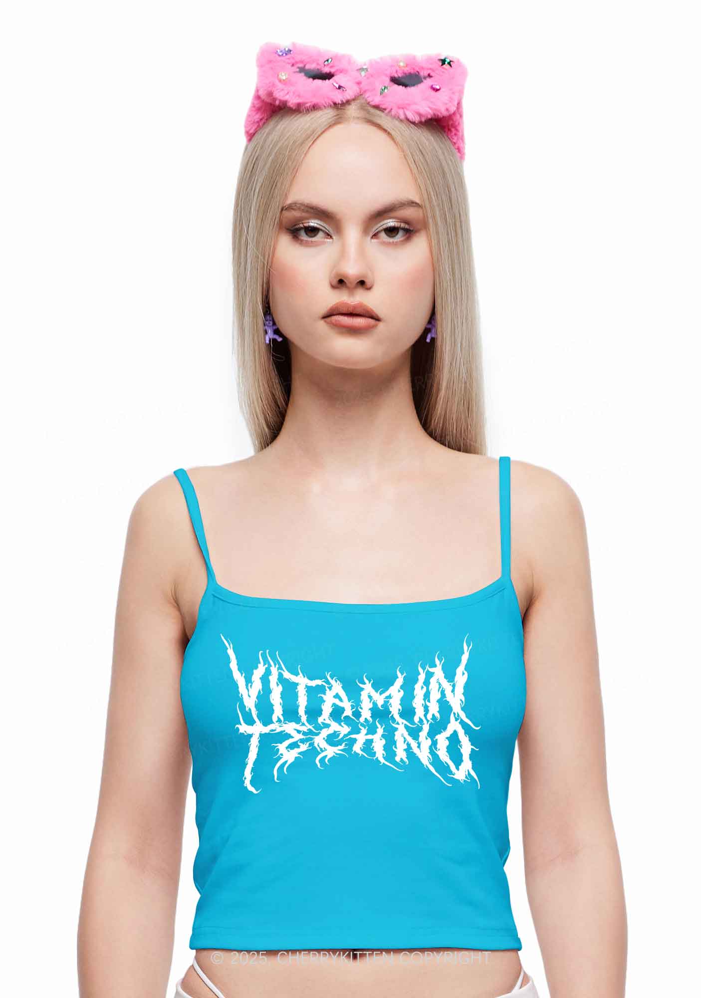 Vitamin Techno Y2K Spaghetti Strap Cami Cherrykitten