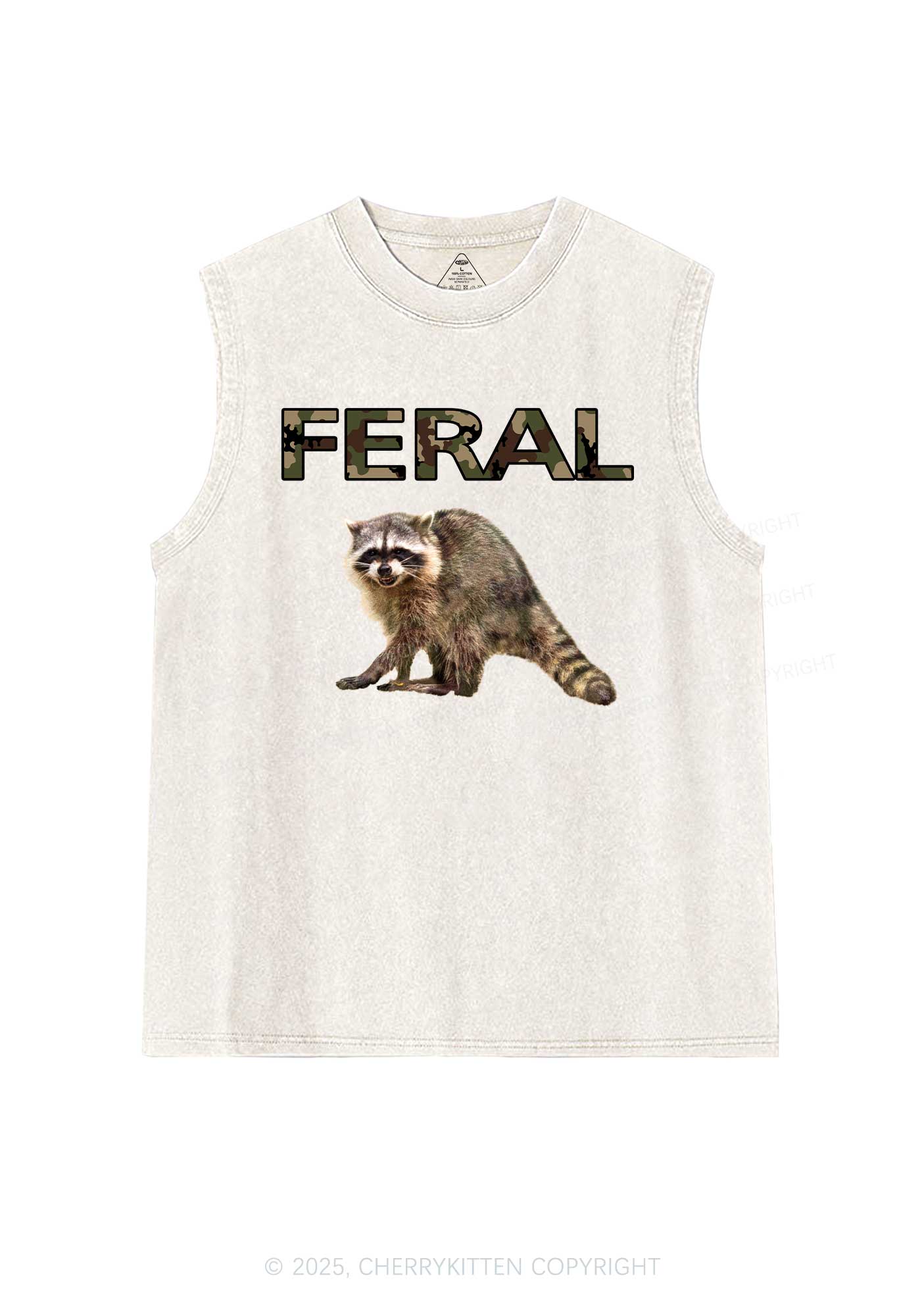 Feral Raccoon Y2K Washed Muscle Tank Cherrykitten