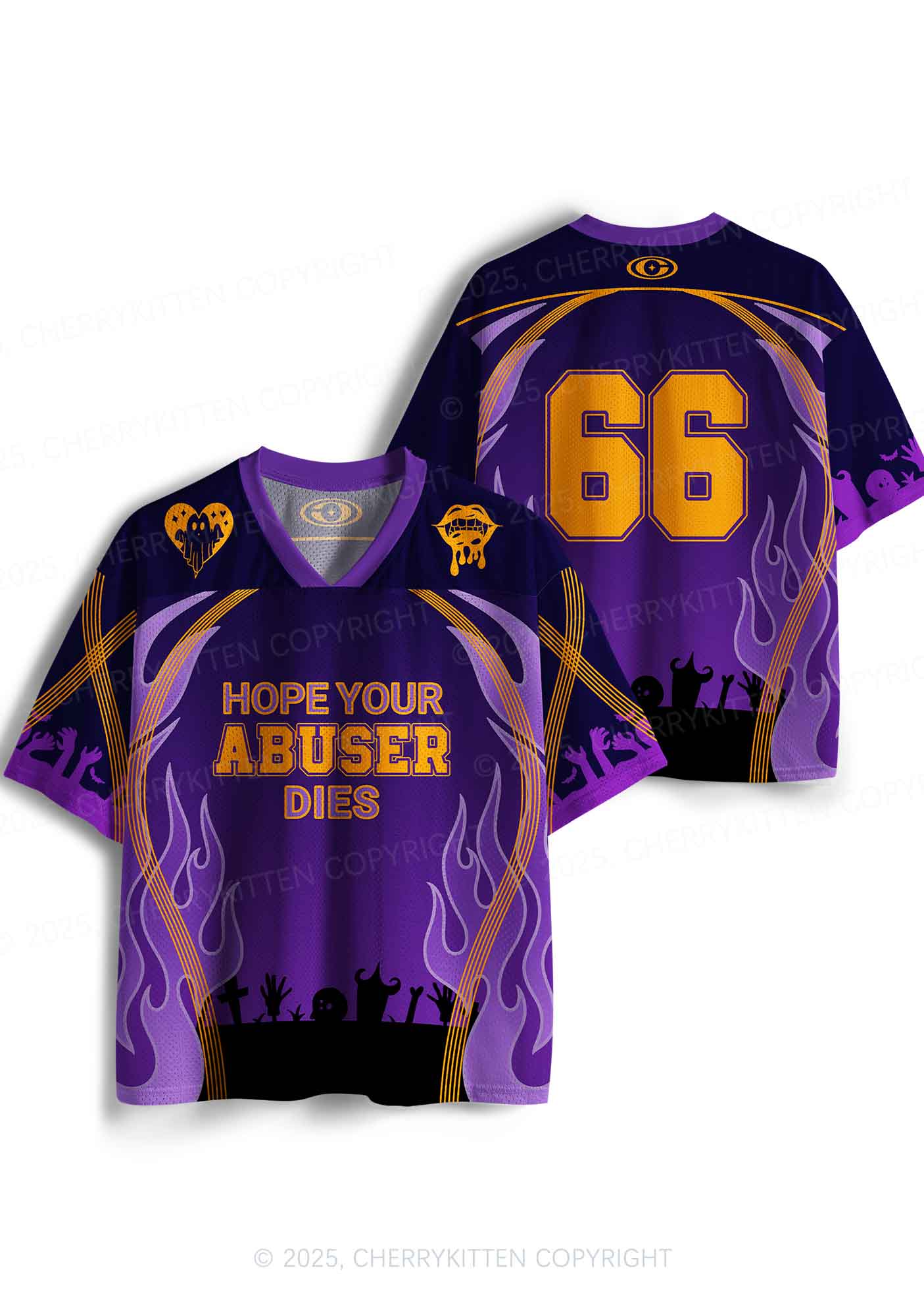 Custom Halloween Hope Your Abuser Dies Y2K Sport Jersey Shirts Cherrykitten