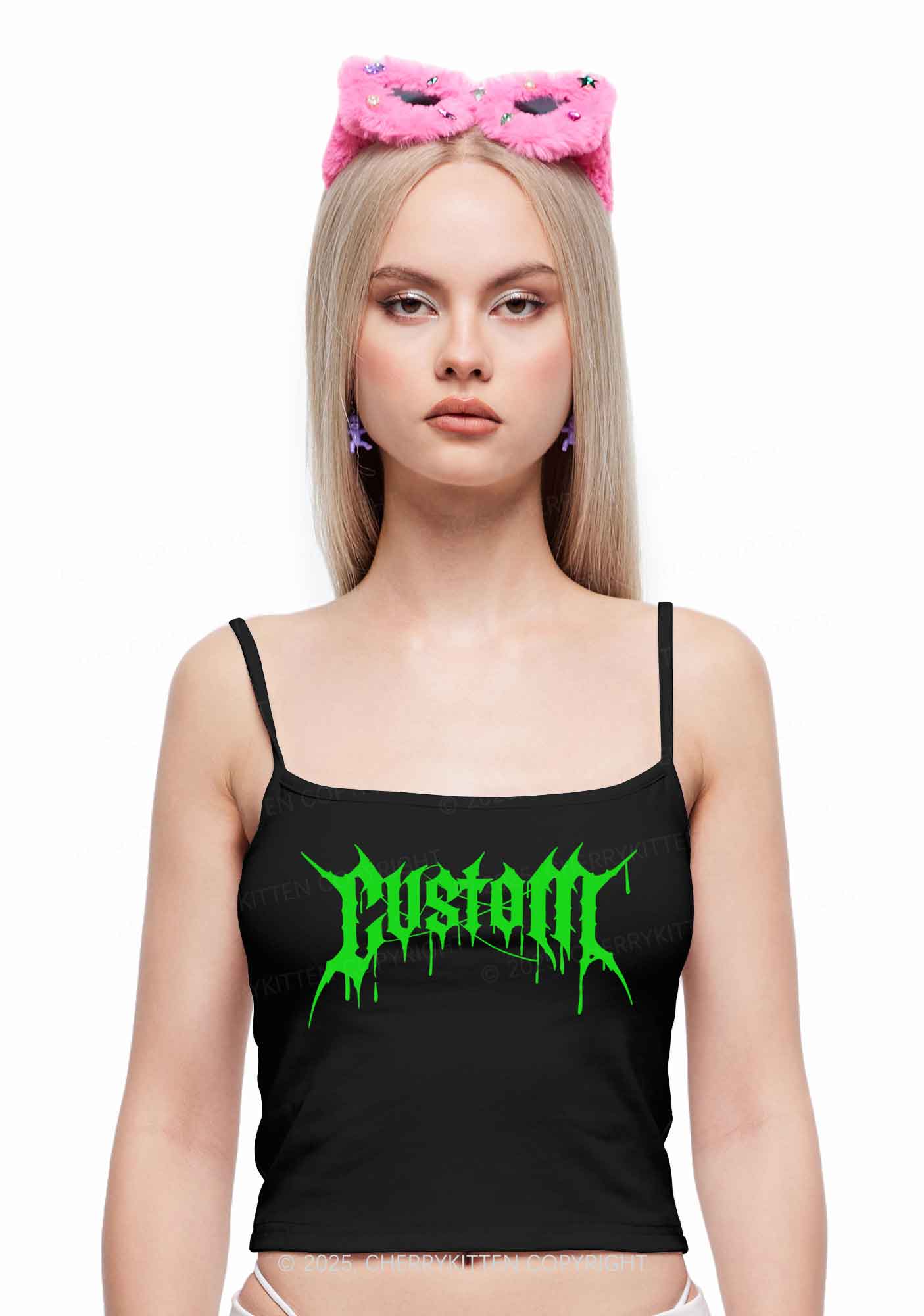 Custom Font Art Y2K Spaghetti Strap Cami Cherrykitten