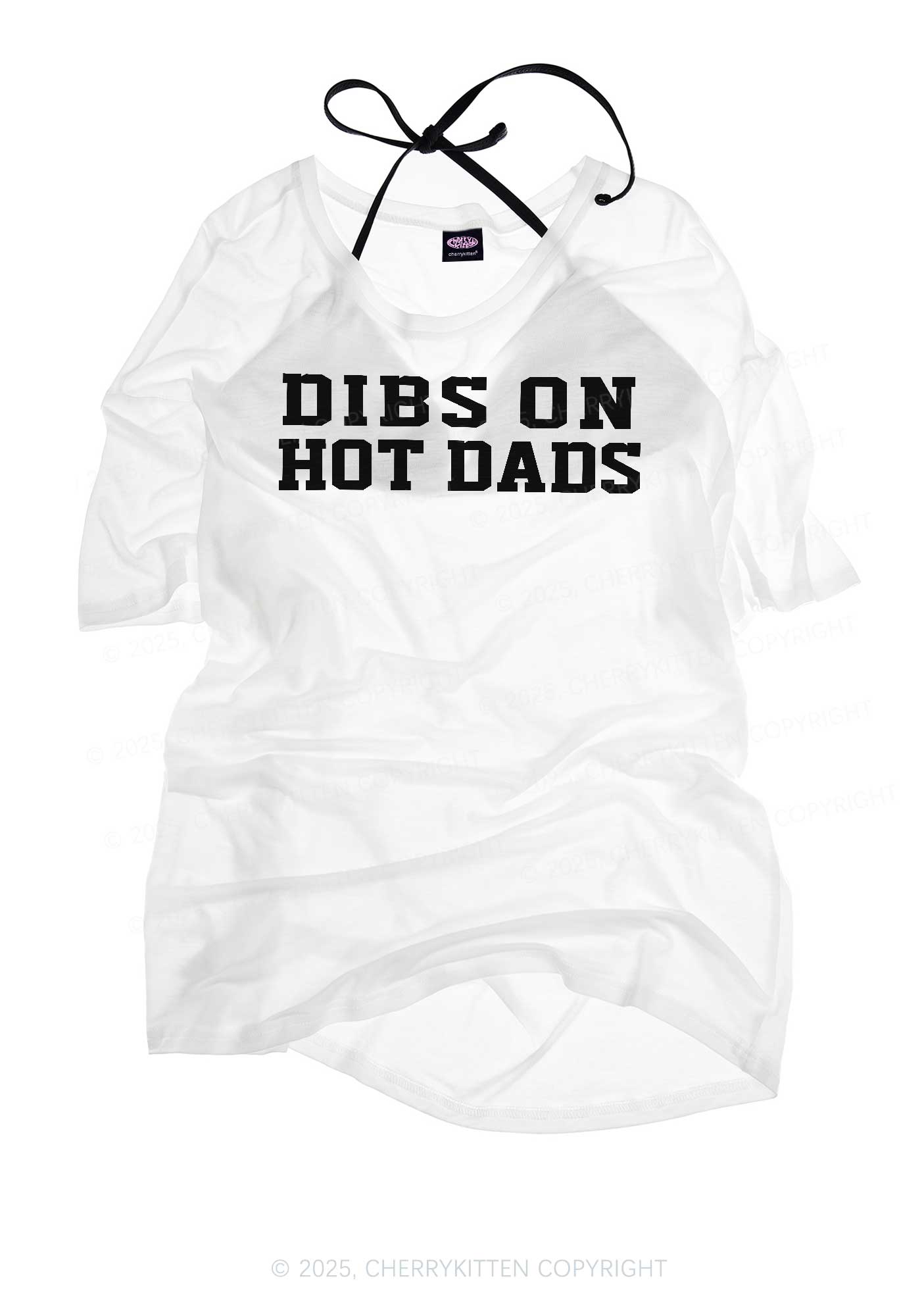 Dibs On Hot Dads Y2K Sheer Boyfriend Tee Cherrykitten