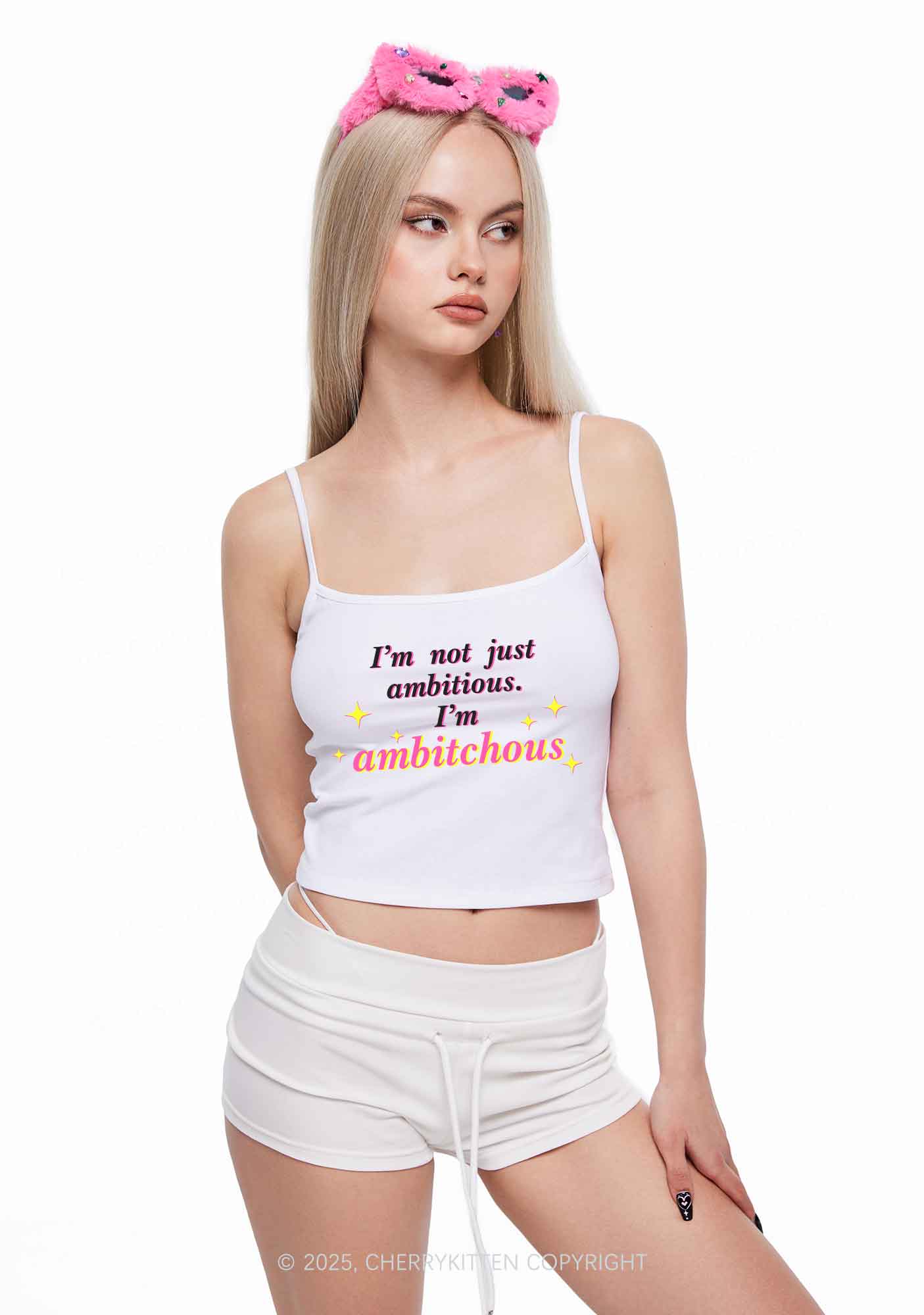 Not Ambitious Im Ambxxchous Y2K Spaghetti Strap Cami Cherrykitten