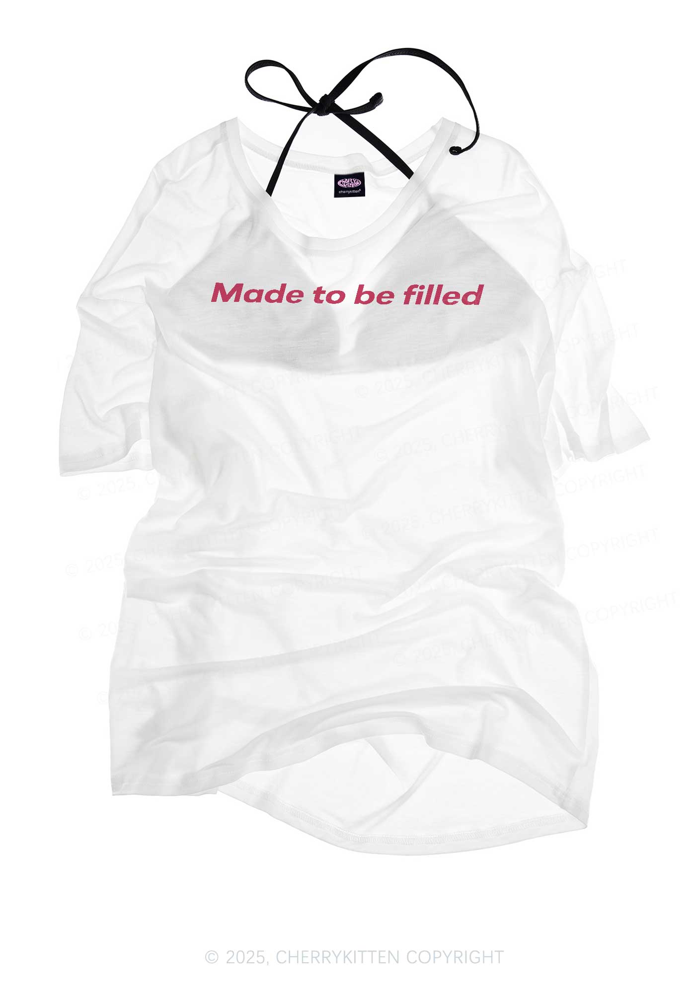 Made To Be Filled Y2K Sheer Boyfriend Tee Cherrykitten