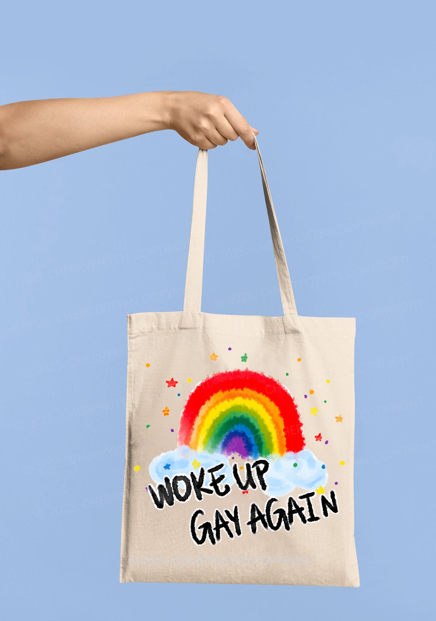 Woke Up Gay Again Y2K Canvas Tote Bag Cherrykitten