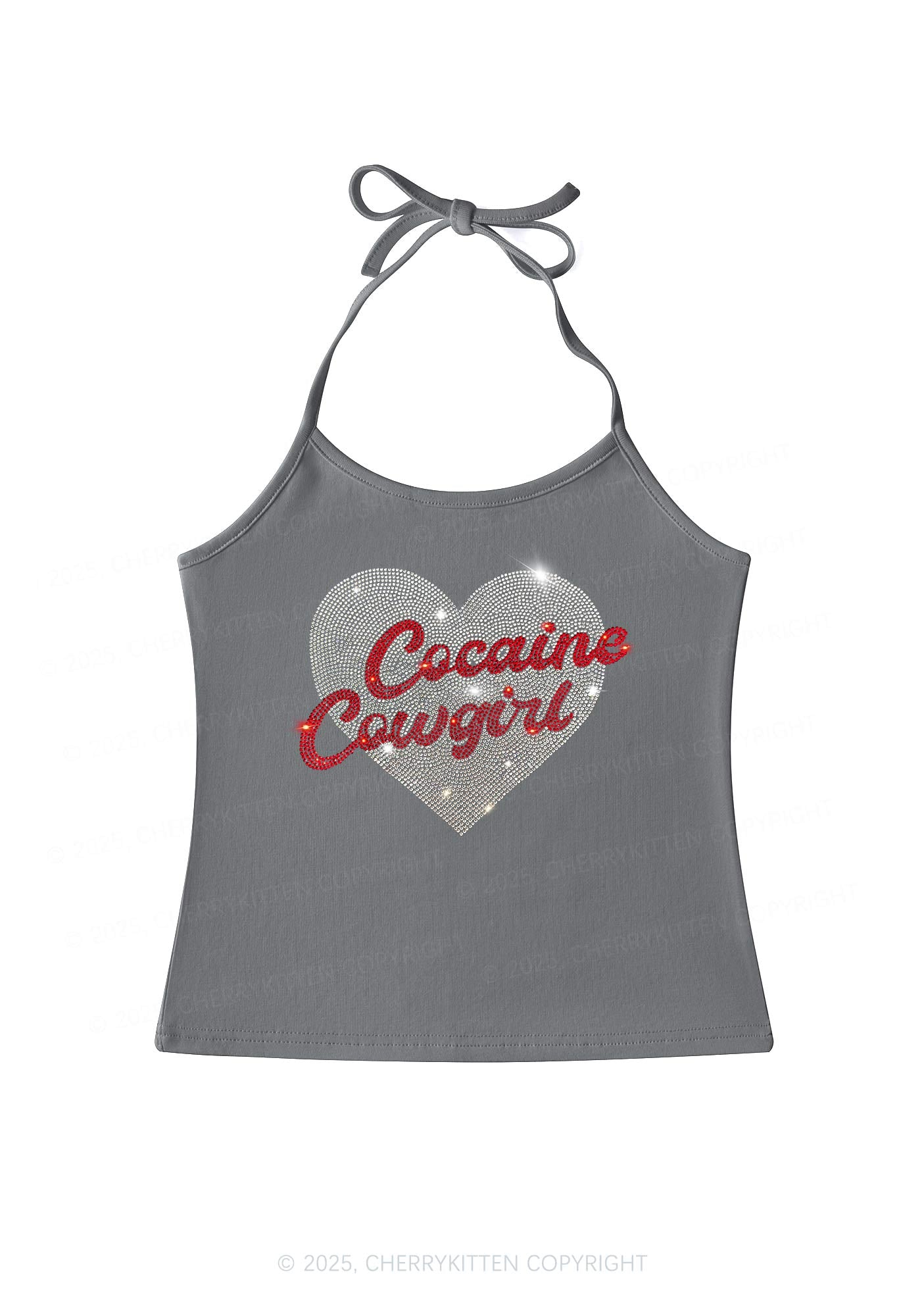 Rhinestone Cola Cowgirl Y2K Halter Neck Cami Cherrykitten