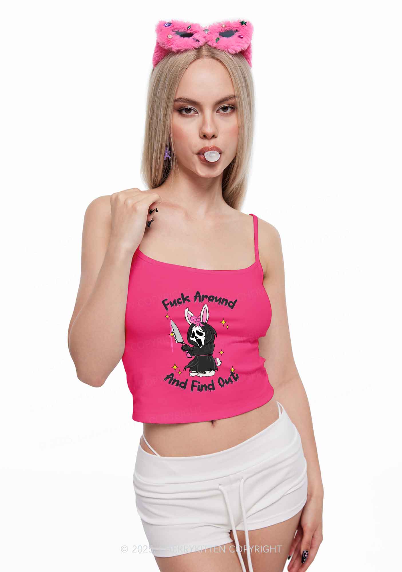 Halloween Fxxk Around Find Out Y2K Spaghetti Strap Cami Cherrykitten