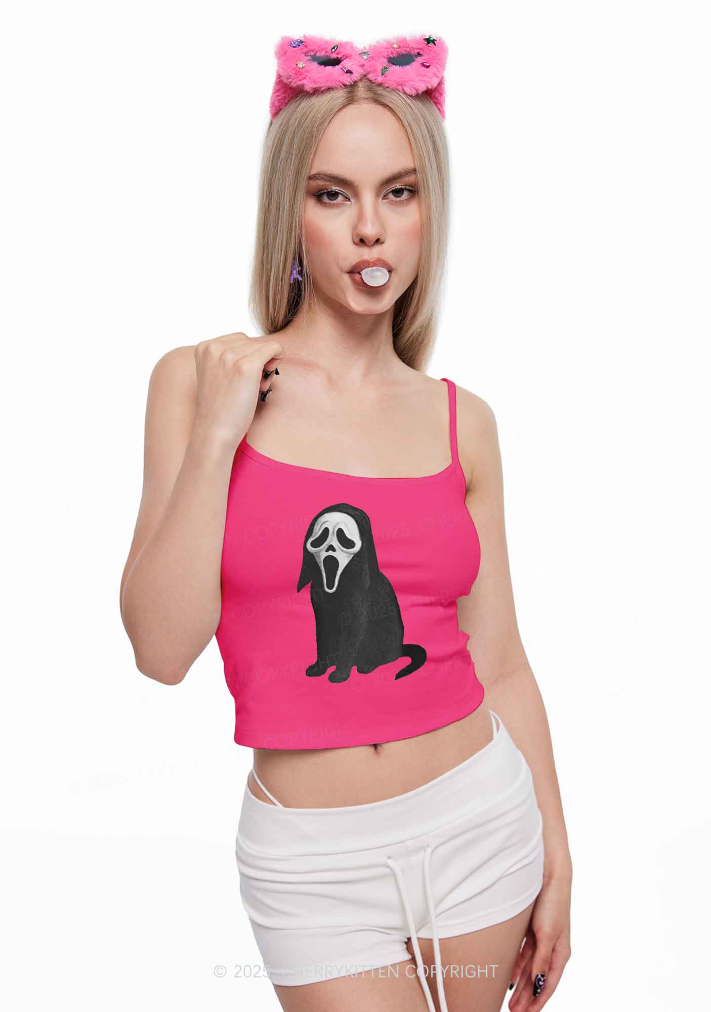 Halloween Ghostcat Y2K Spaghetti Strap Cami Cherrykitten