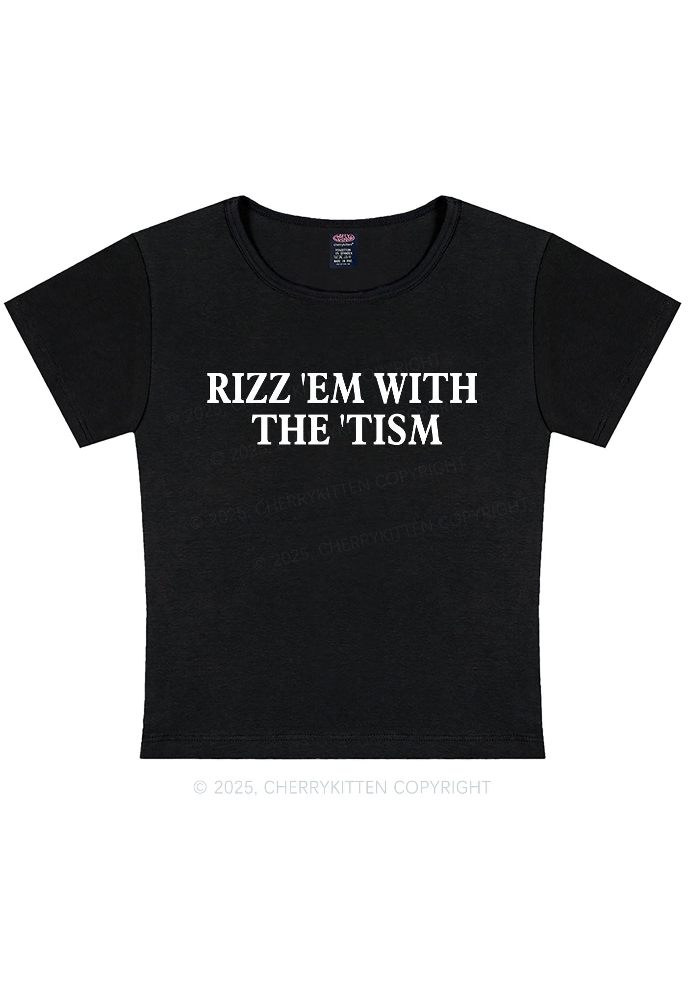 Rizz With Tism Y2K Baby Tee Cherrykitten