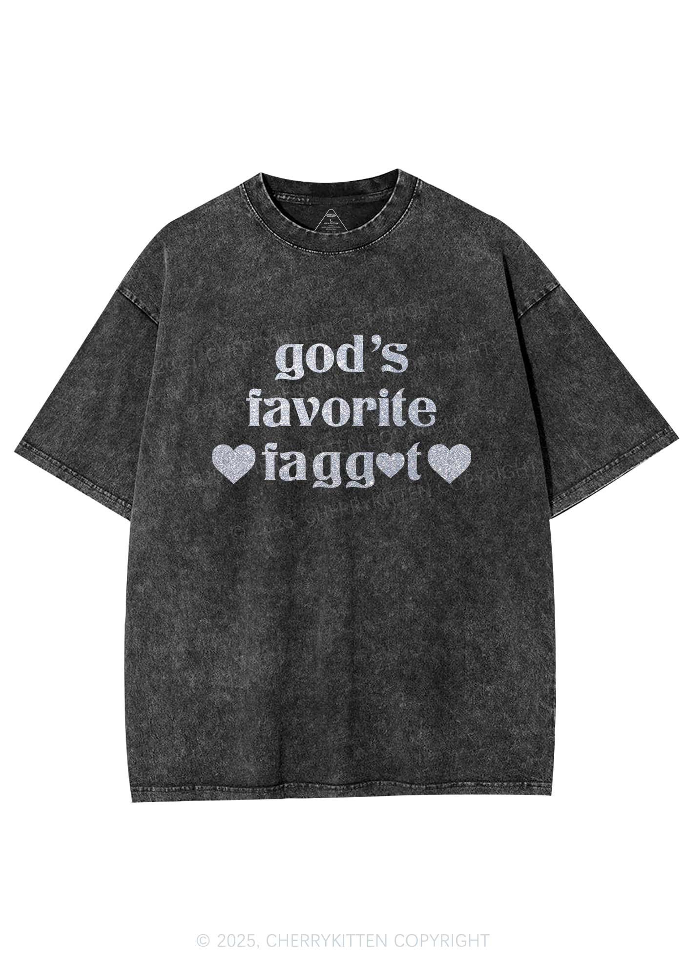 Glitter Gods Favorite Faggot Pride Y2K Shirts Washed Tee Cherrykitten