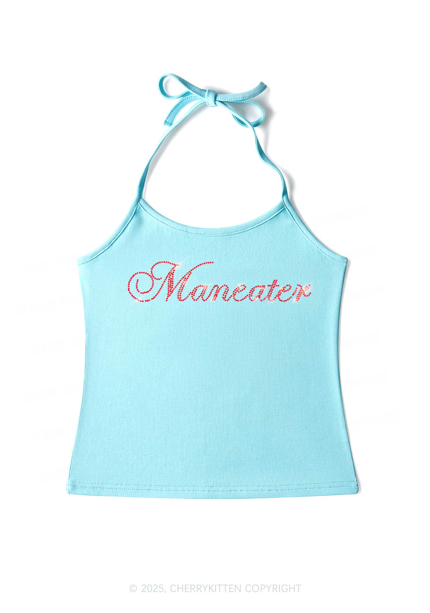 Rhinestone Maneater Y2K Halter Neck Cami Cherrykitten