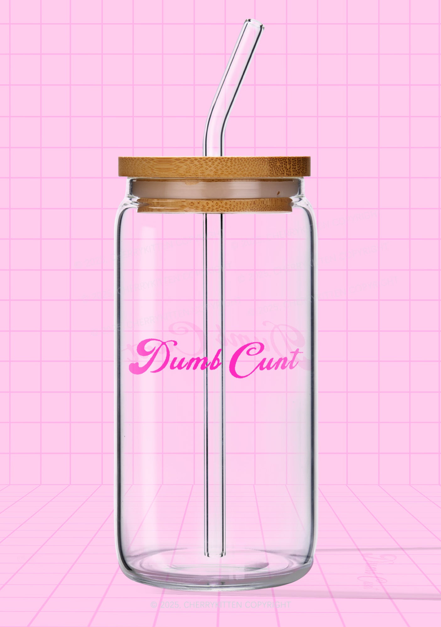 Dumb Cxxt Y2K Printed Glass Cup Cherrykitten