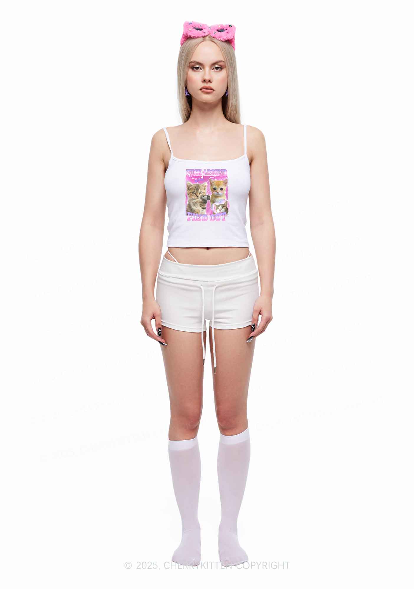 Fxxk Around Cats Y2K Spaghetti Strap Cami Cherrykitten