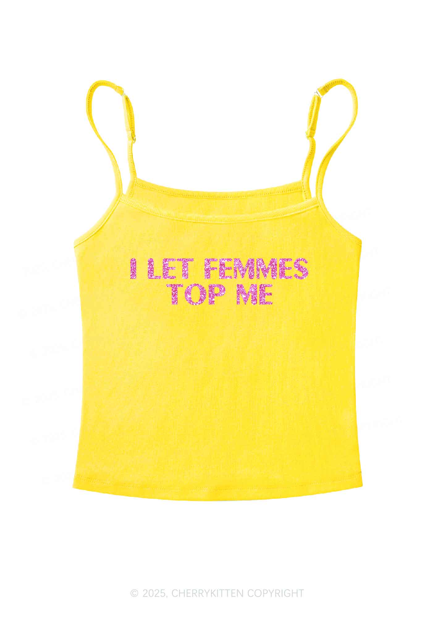 Glitter I Let Femmes Top Me Pride Y2K Spaghetti Strap Cami Cherrykitten
