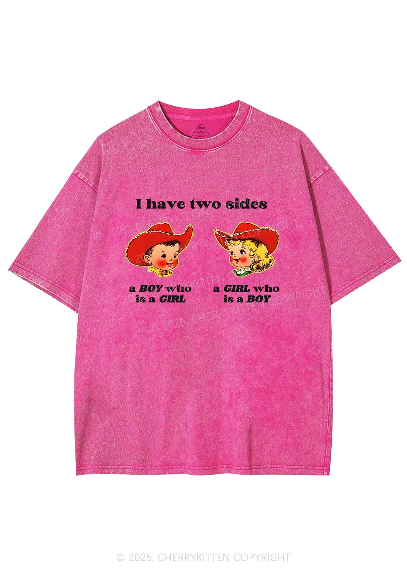 I Have Two Sides Pride Y2K Shirts Washed Tee Cherrykitten