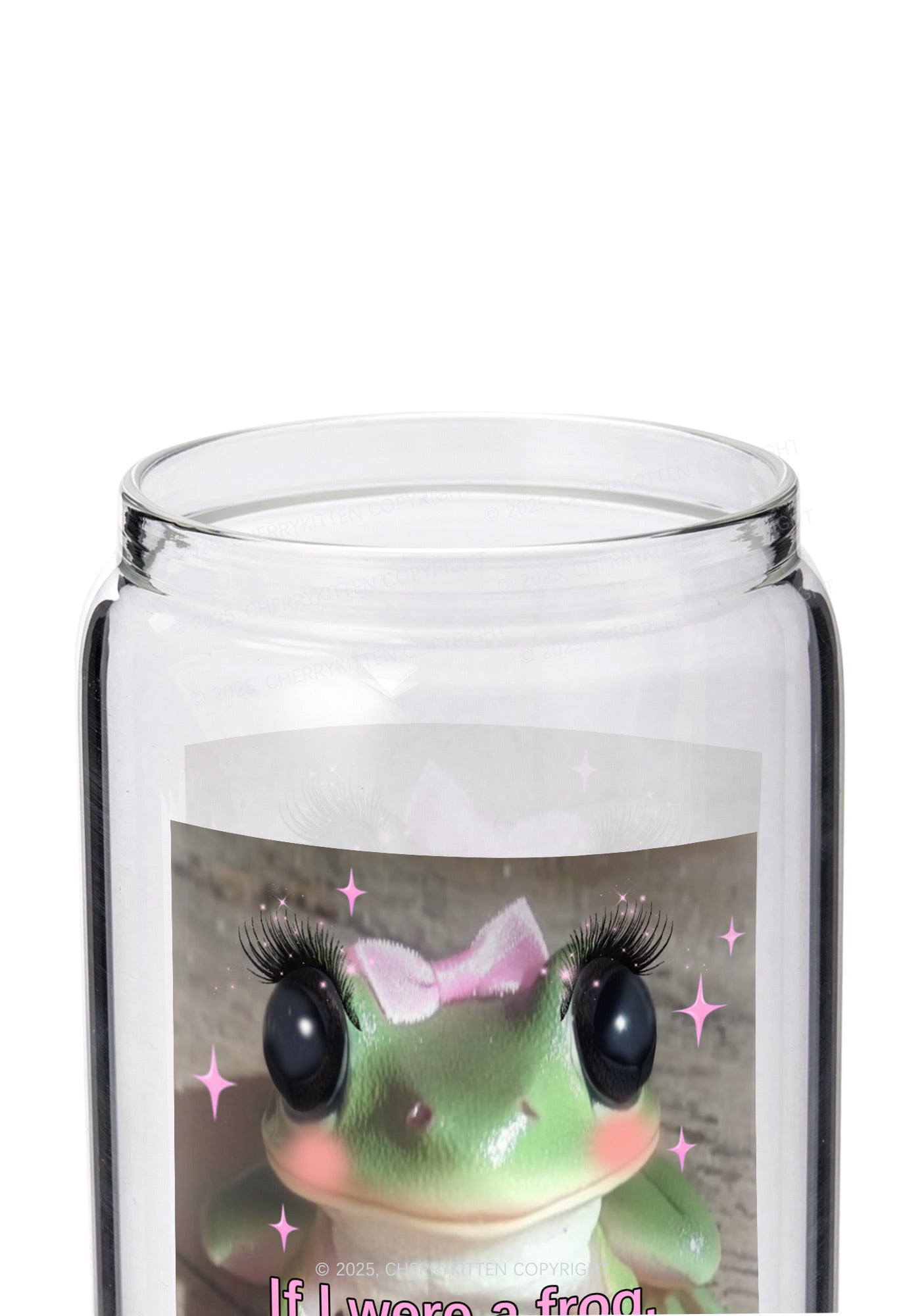 If I Were Frog Y2K Printed Glass Cup Cherrykitten