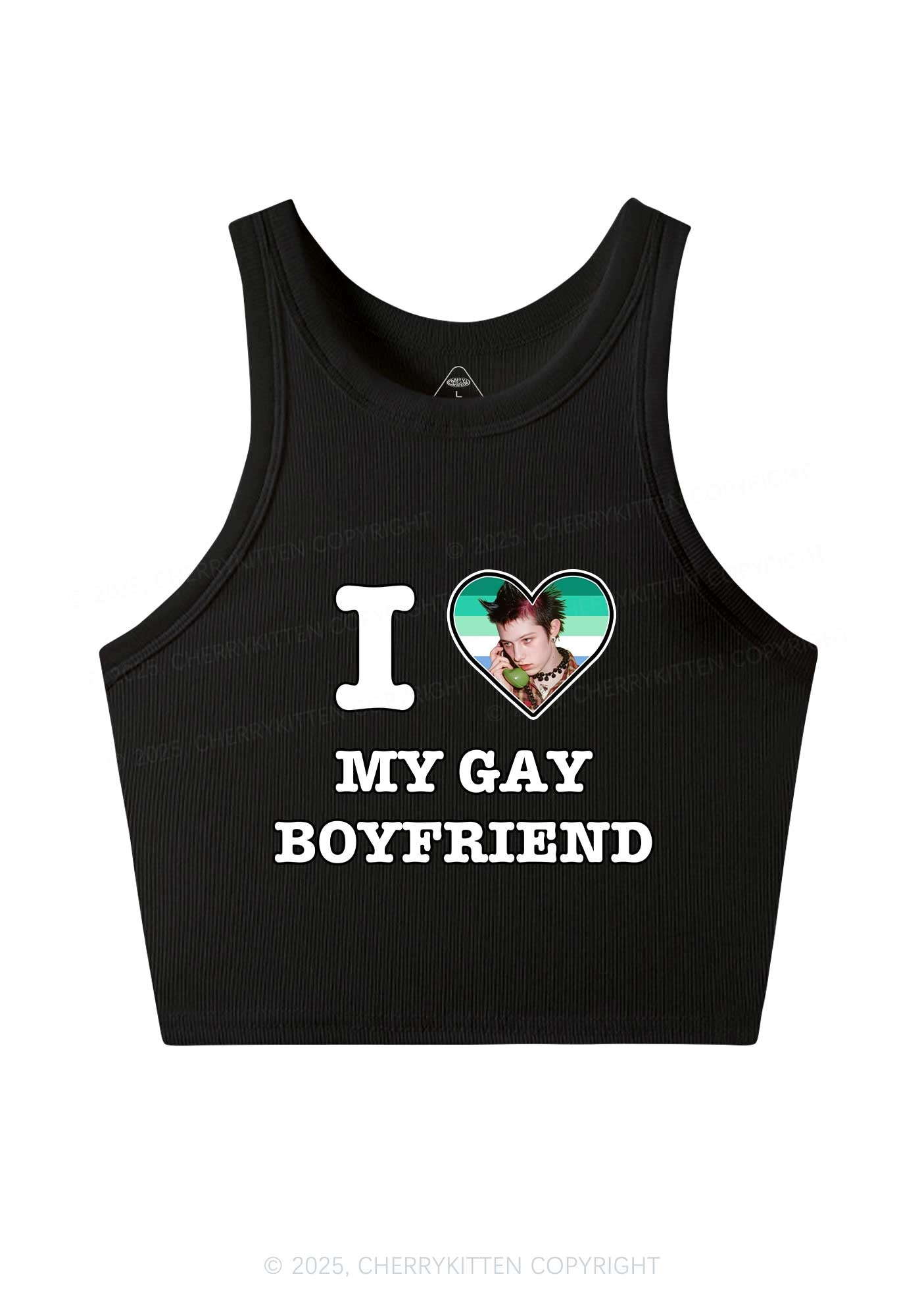 Custom My Gay BF Pride Y2K Crop Tank Top Cherrykitten