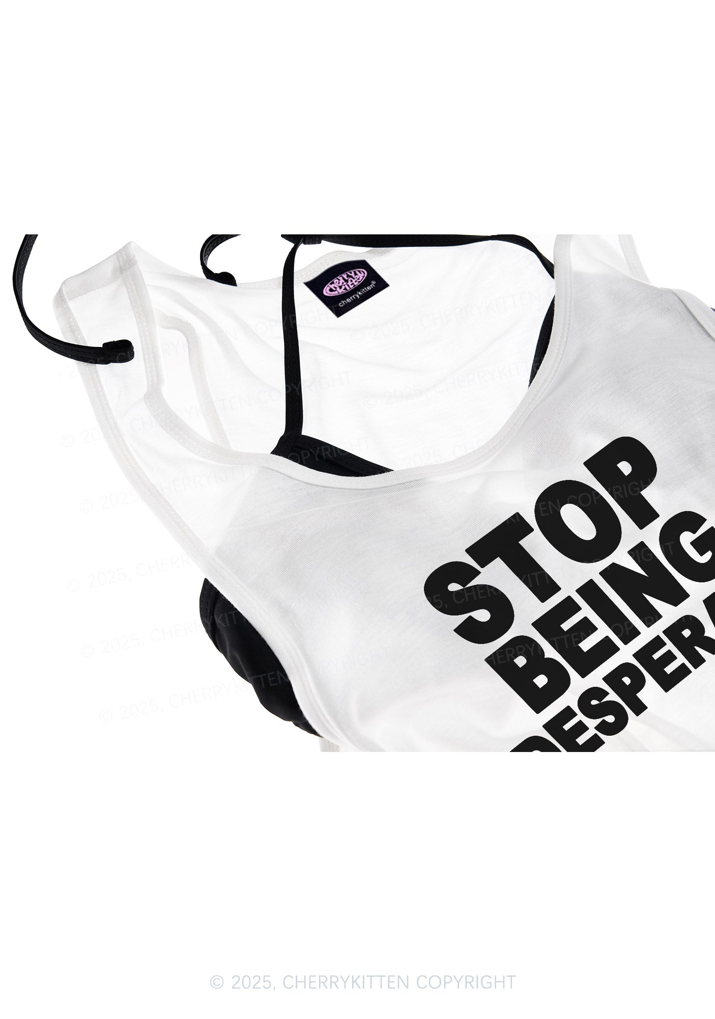Stop Being Desperate Y2K Sheer Boyfriend Tank Cherrykitten