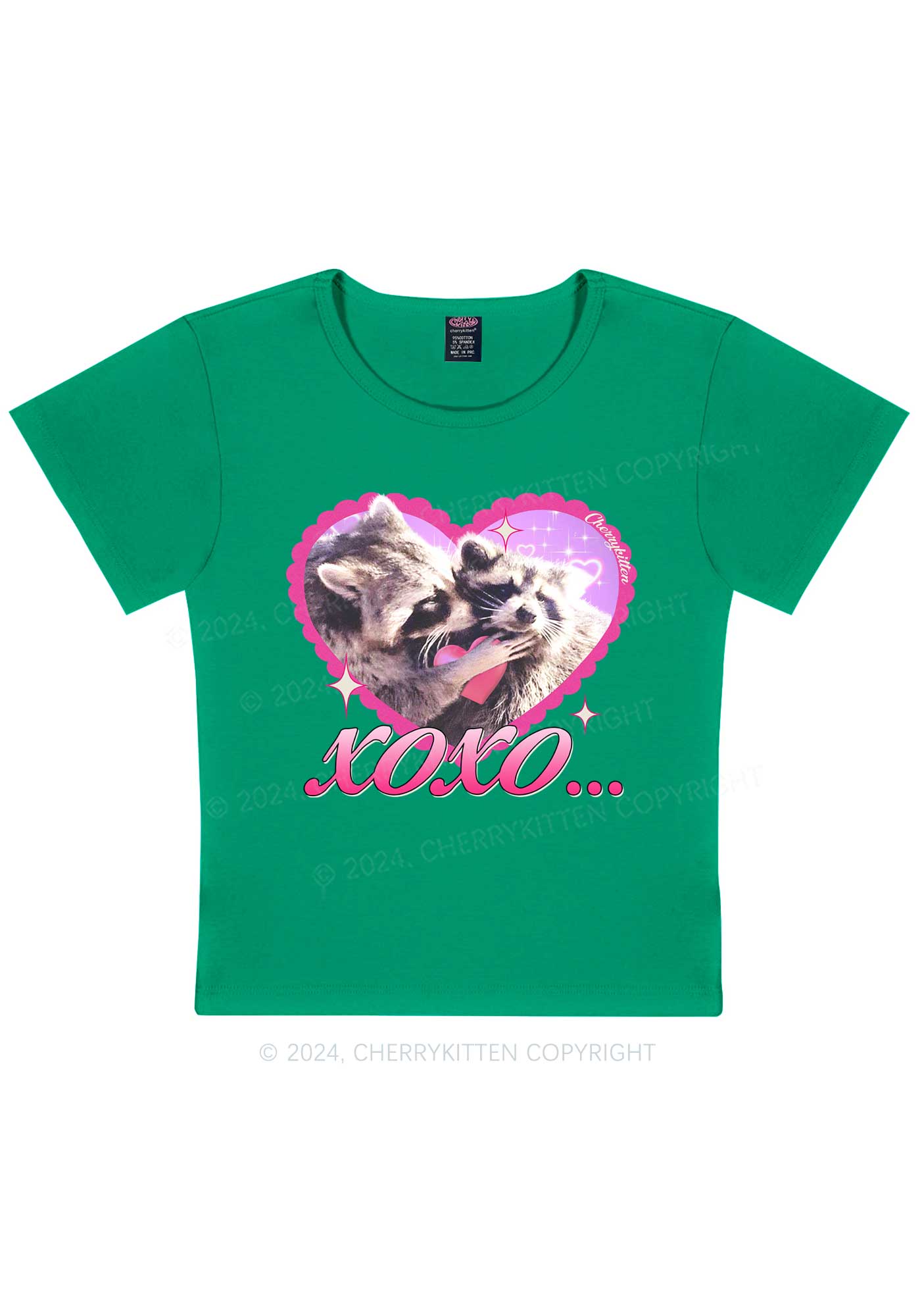 Two Raccoons XOXO Y2K Valentine's Day Baby Tee Cherrykitten