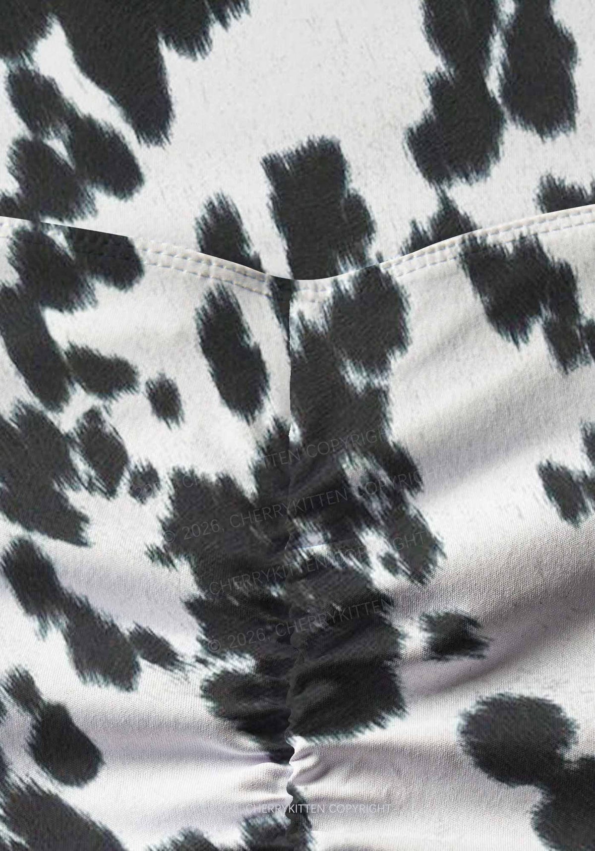 Black And White Cow Dots Y2K Print Gym Shorts Cherrykitten