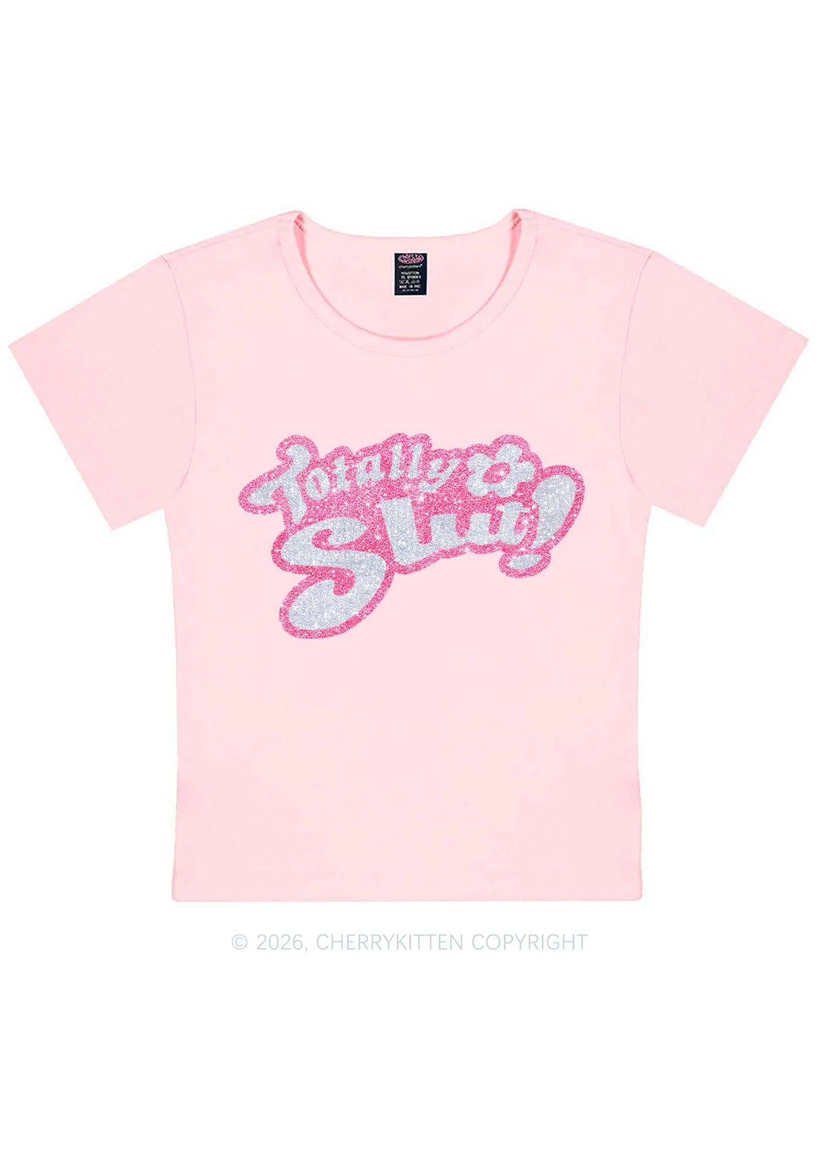 Glitter Totally Slxt Y2K Baby Tee Cherrykitten