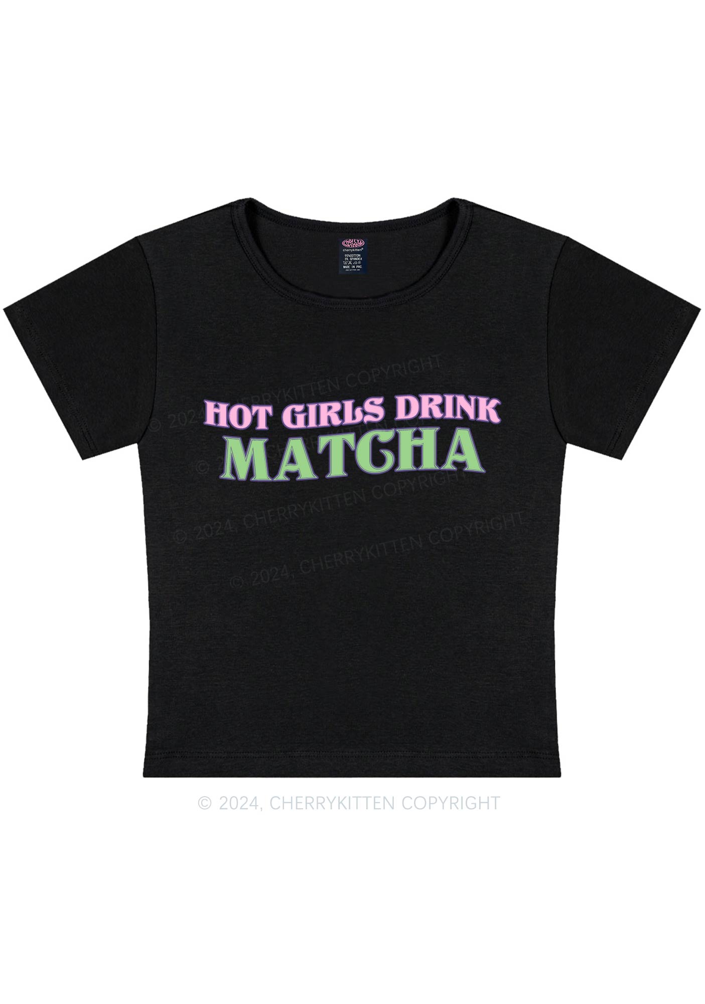 Hot Girls Drink Matcha Y2K Baby Tee Cherrykitten