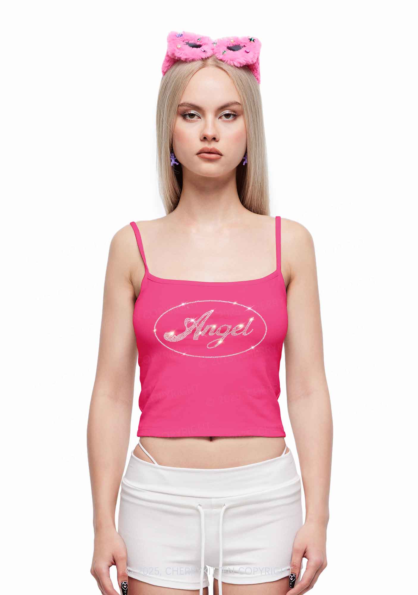 Rhinestone Angel Y2K Spaghetti Strap Cami Cherrykitten
