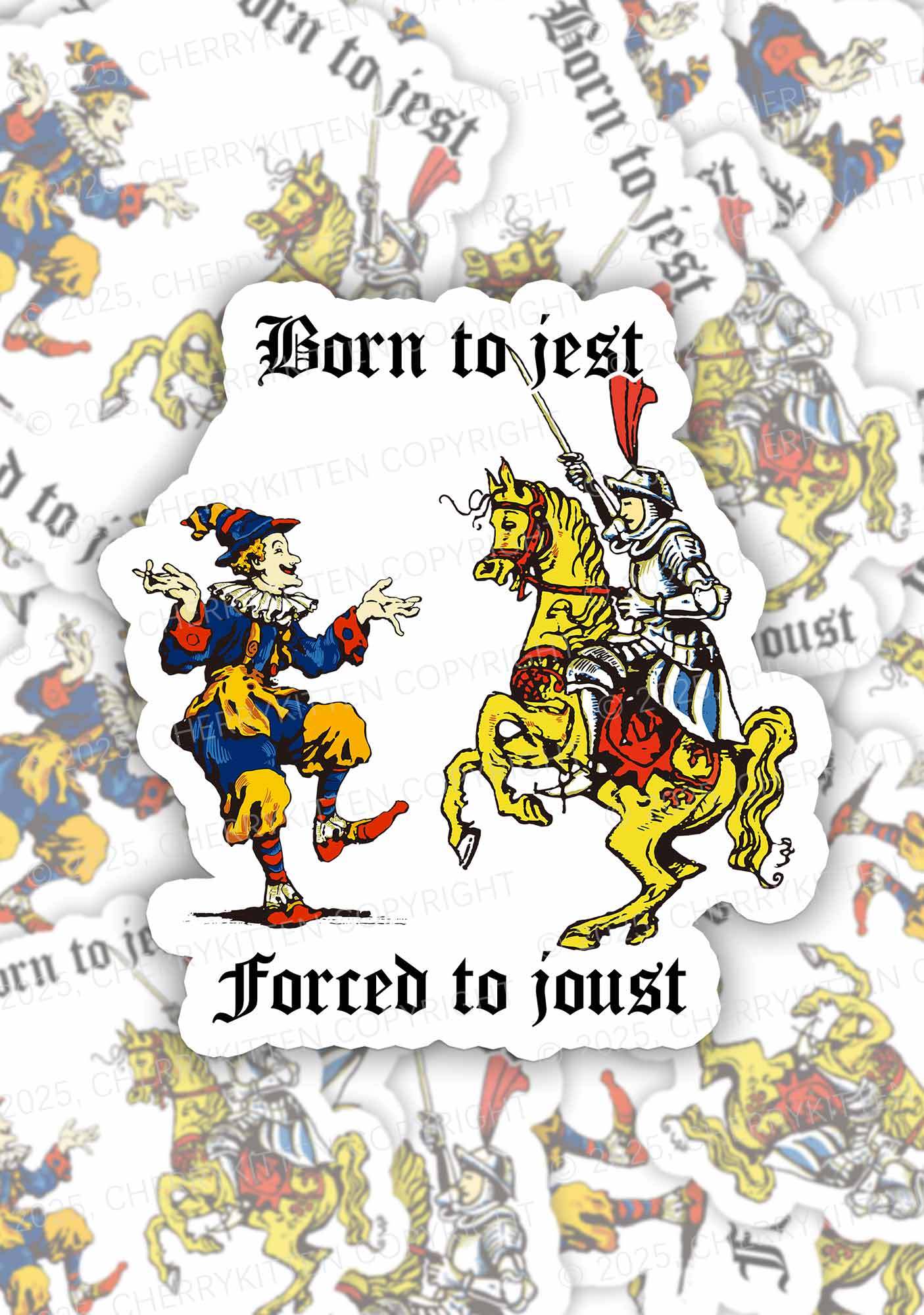 Born to Jest Forced to Joust 1Pc Y2K Sticker Cherrykitten