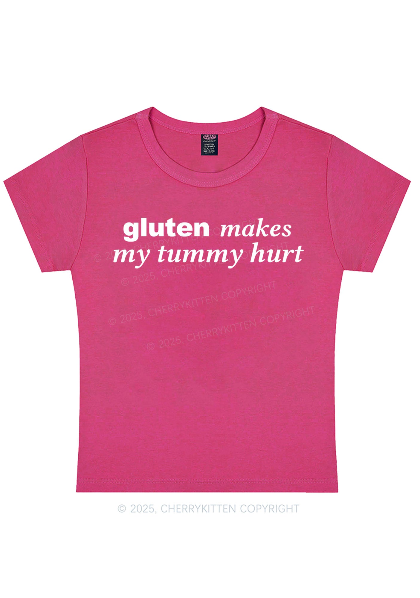 Gluten Makes Tummy Hurt Y2K Baby Tee Cherrykitten