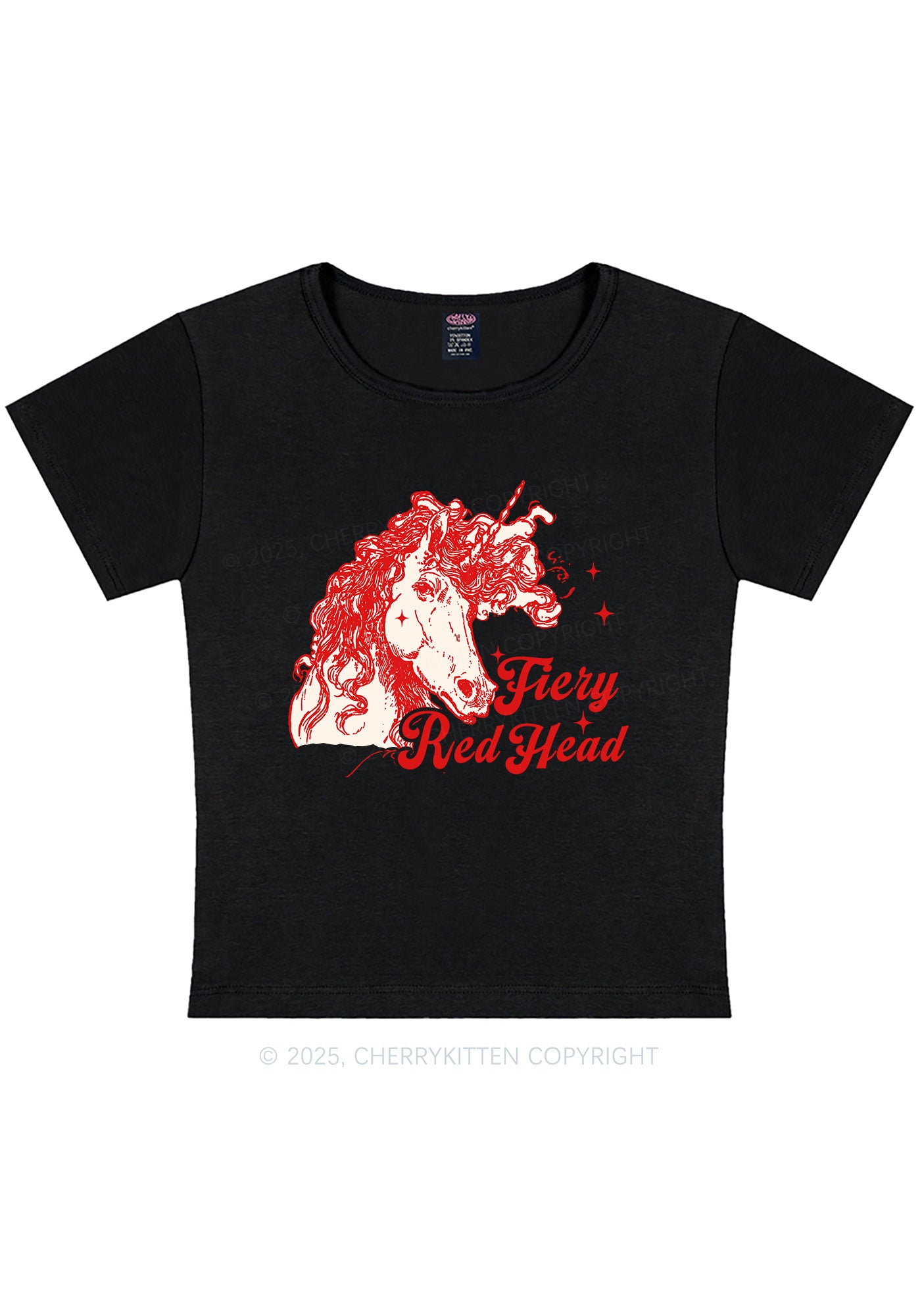 Fiery Red Head Y2K Baby Tee Cherrykitten