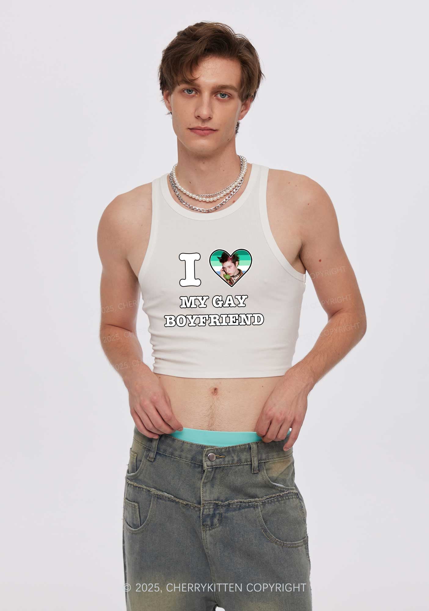 Custom My Gay BF Pride Y2K Crop Tank Top Cherrykitten