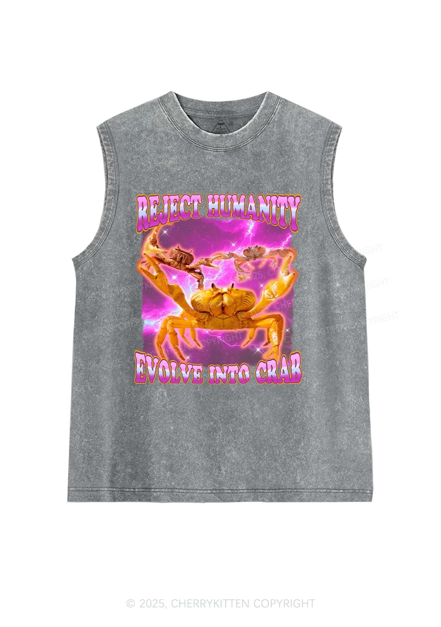 Reject Humanity Crab Y2K Washed Muscle Tank Cherrykitten