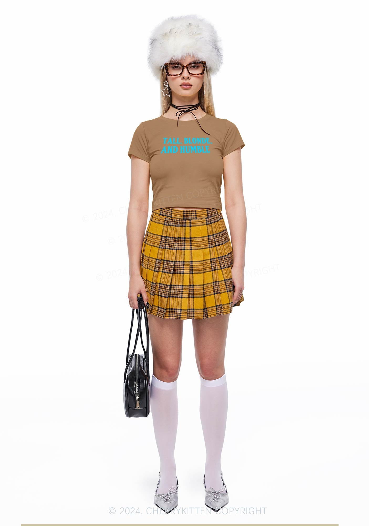 Tall Blonde And Humble Y2K Baby Tee Cherrykitten