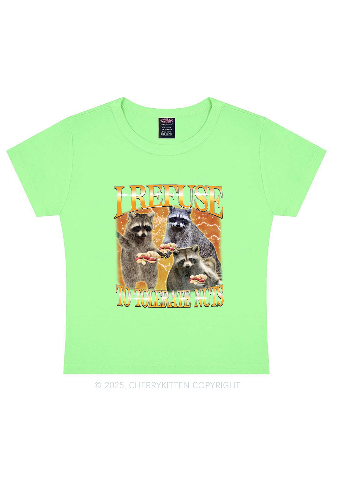 Retro Raccoon Nuts Y2K Baby Tee Cherrykitten