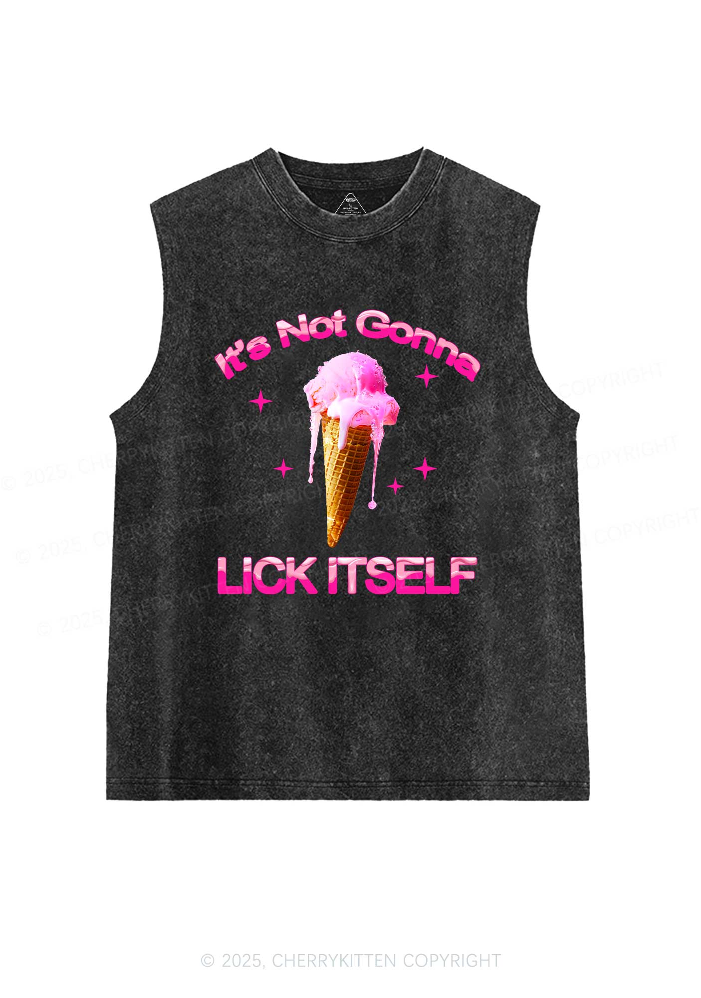 Ice Cream Lick Itself Y2K Washed Muscle Tank Cherrykitten