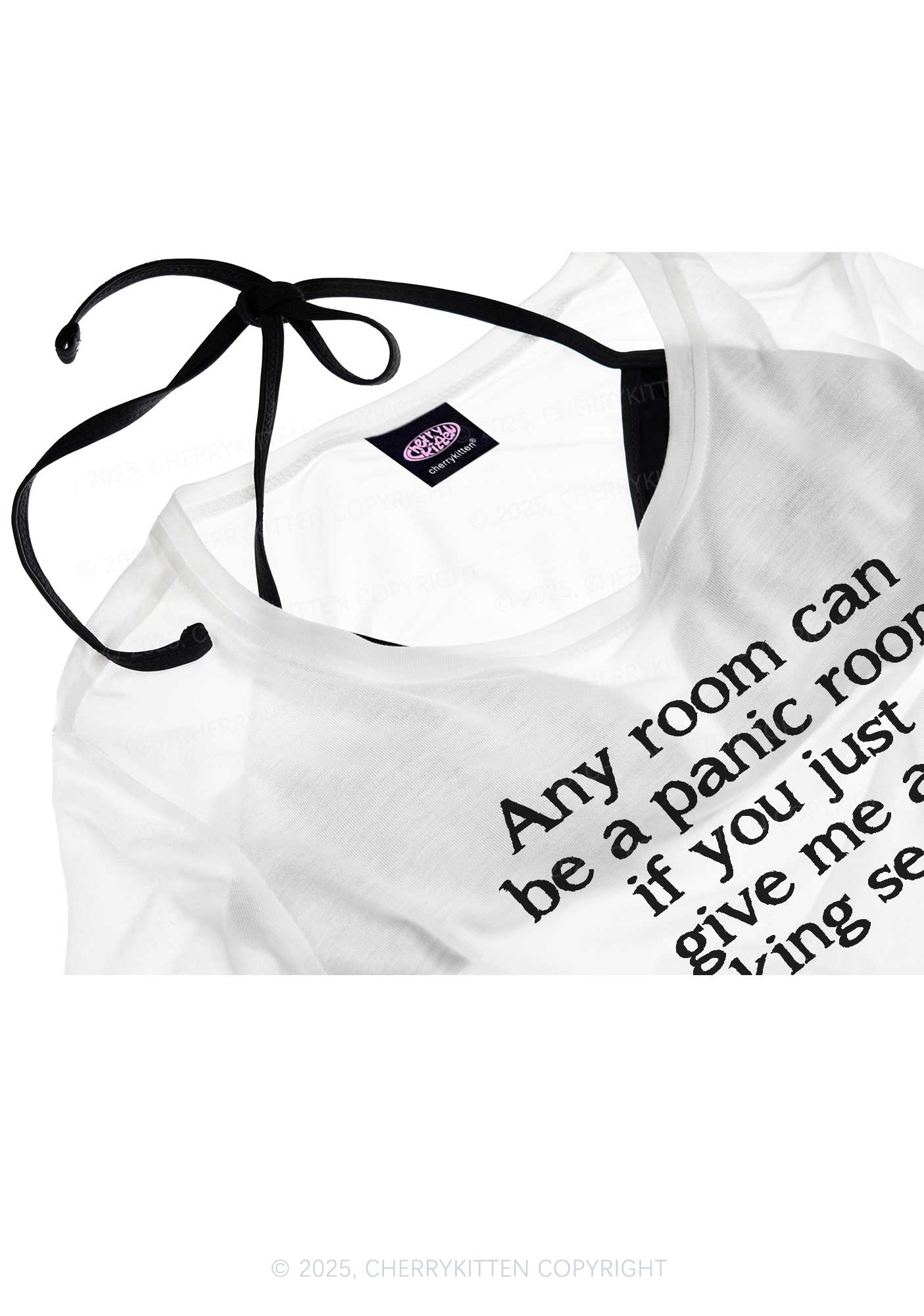 Any Room Can Be Panic Y2K Sheer Boyfriend Tee Cherrykitten