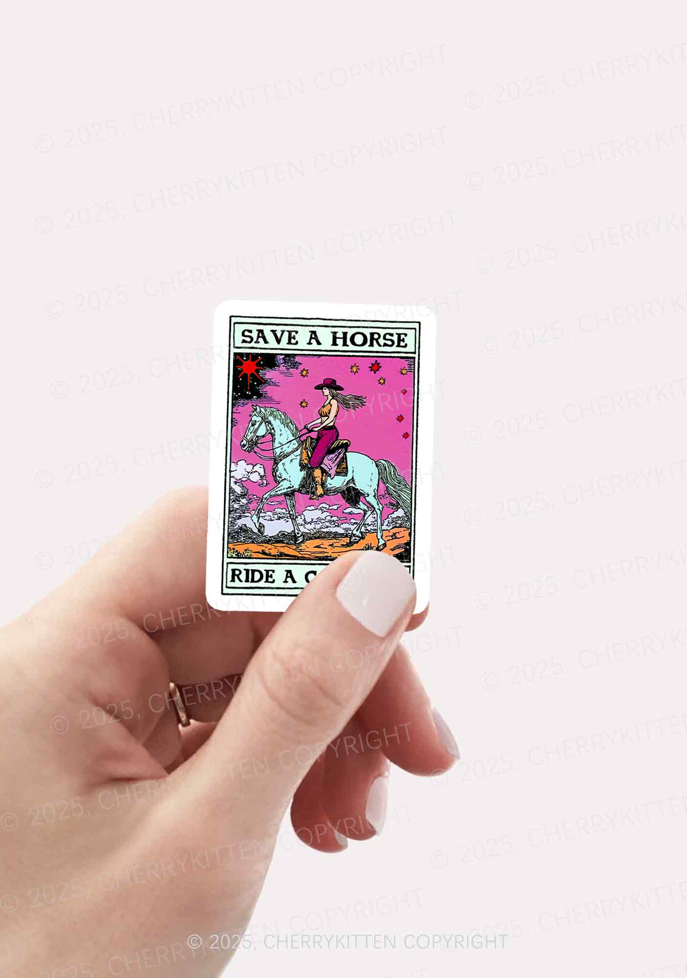 Save Horse Ride Cowgirl Pride 1Pc Y2K Sticker Cherrykitten