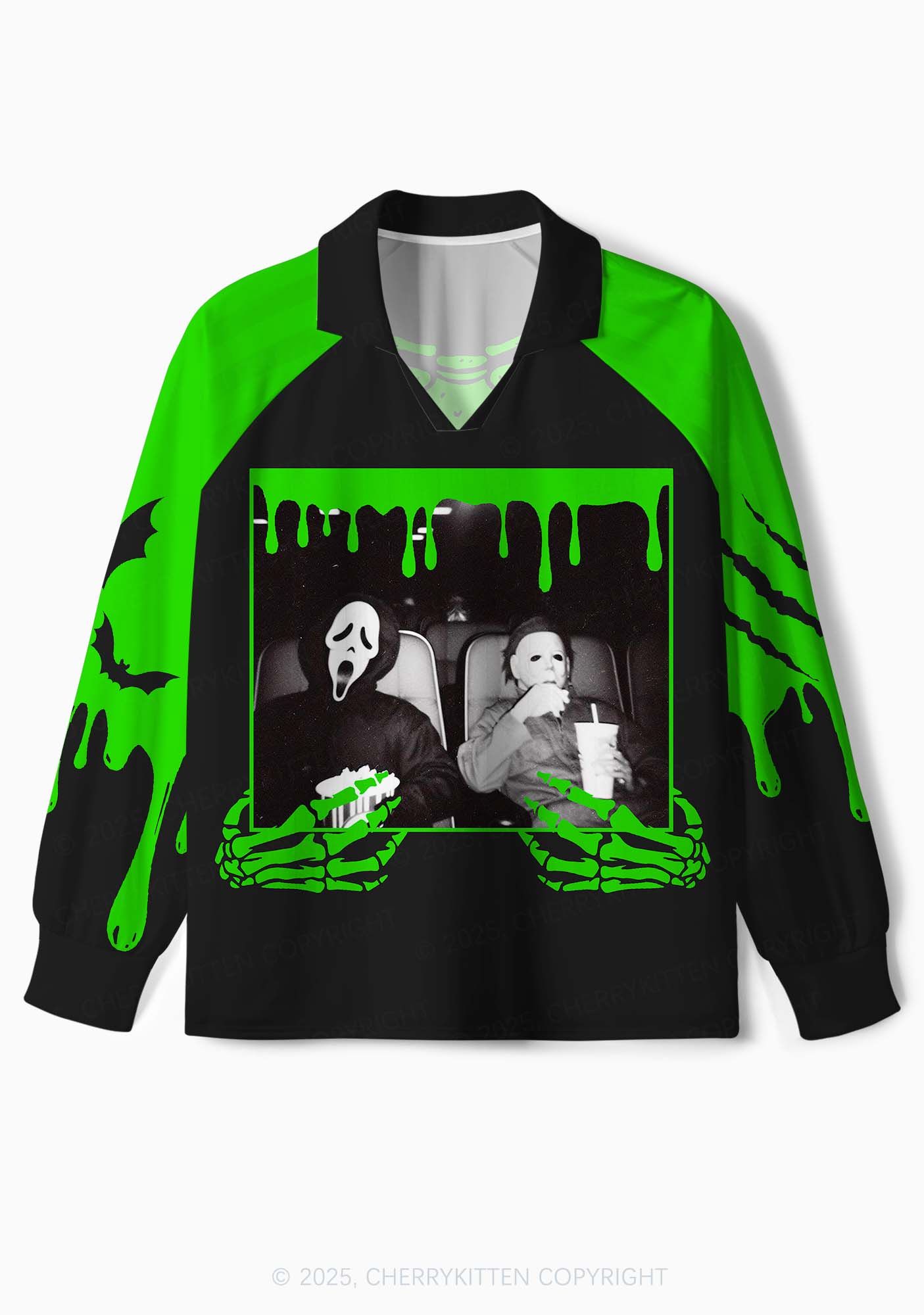 Halloween Watching Movie Y2K Sport Long Sleeve Jersey Shirts Cherrykitten