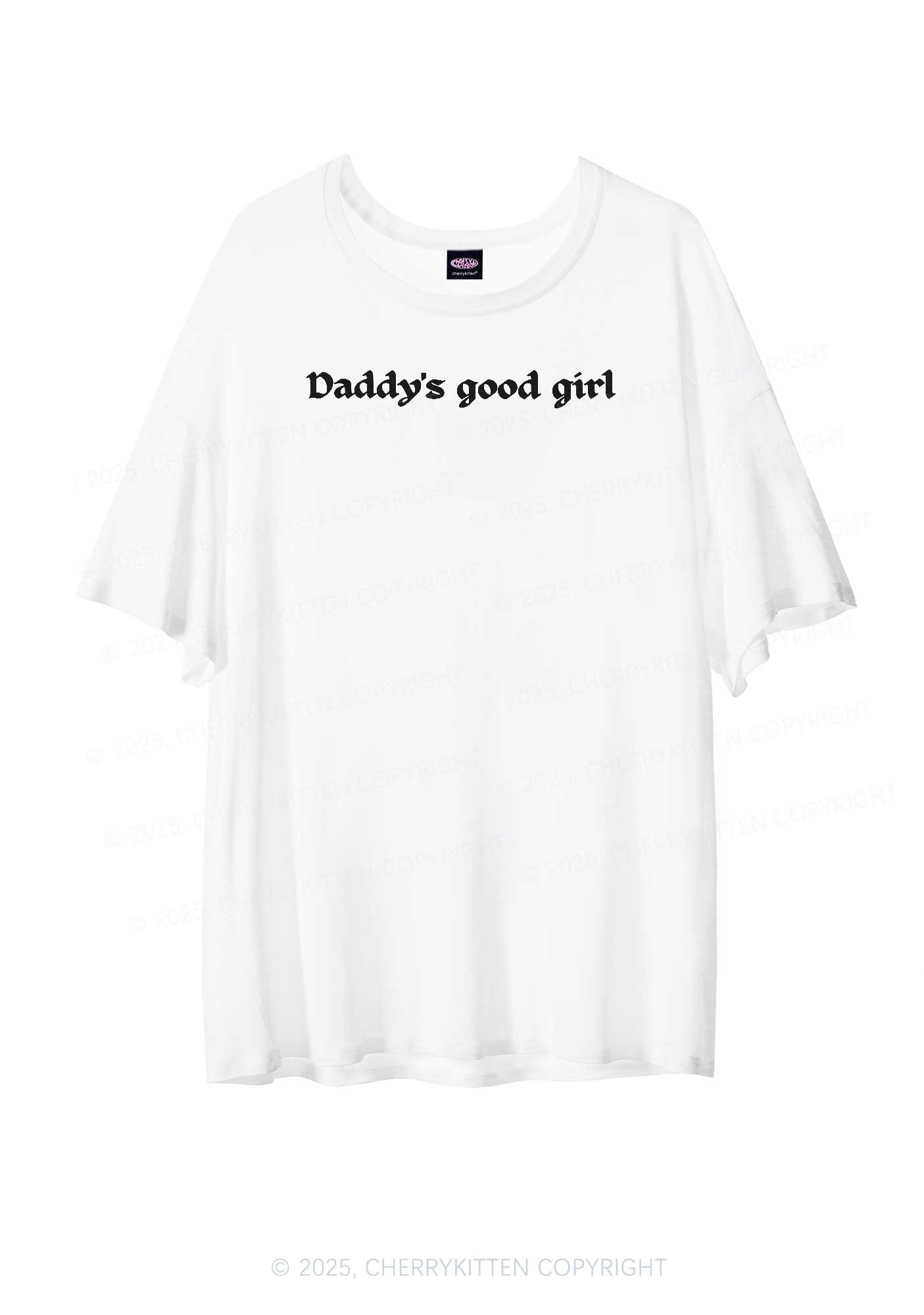 Daddys Good Girl Y2K Sheer Boyfriend Tee Cherrykitten