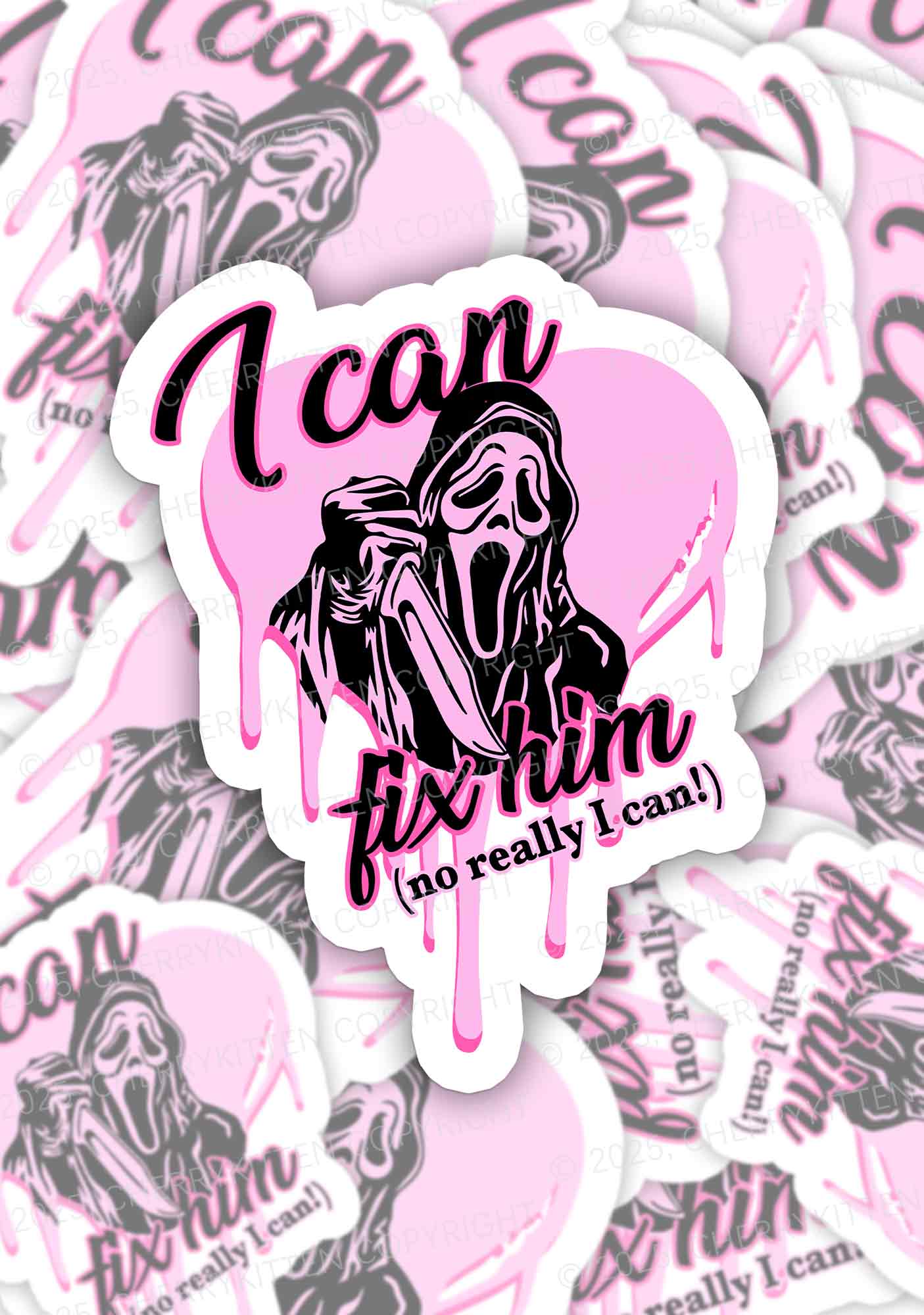 Halloween Ghost Fix Him Y2K Sticker Cherrykitten