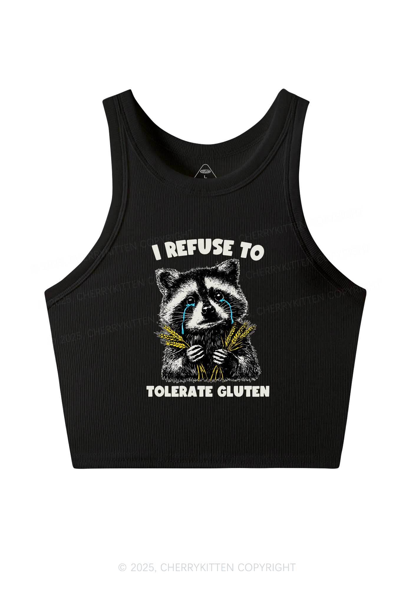Refuse To Tolerate Gluten Y2K Crop Tank Top Cherrykitten