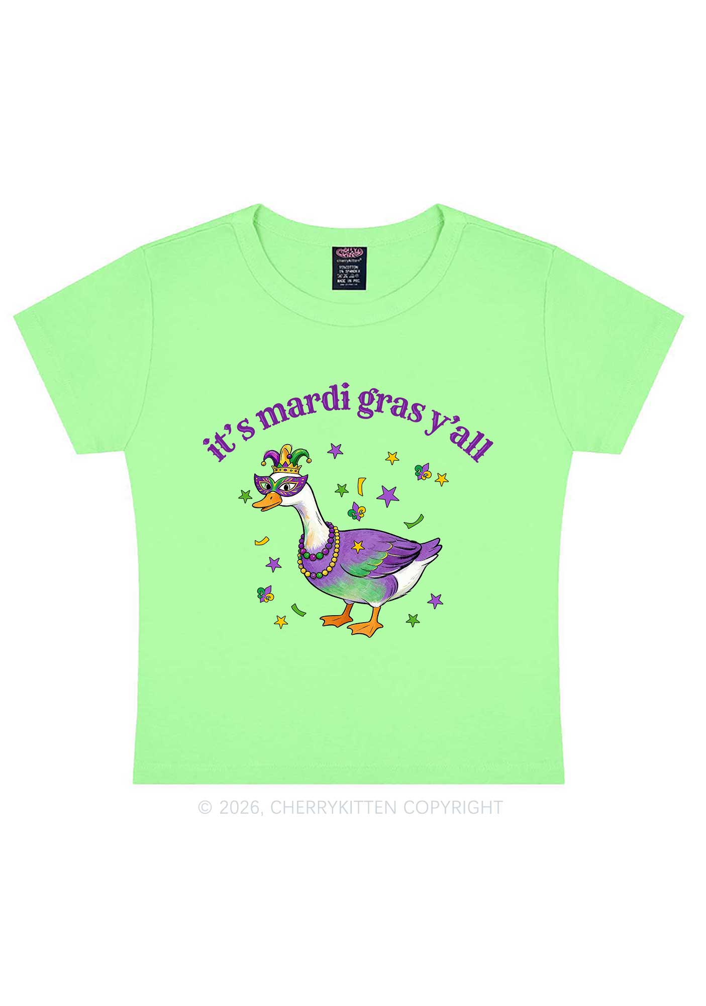Its Mardi Gras Yall Y2K Baby Tee Cherrykitten