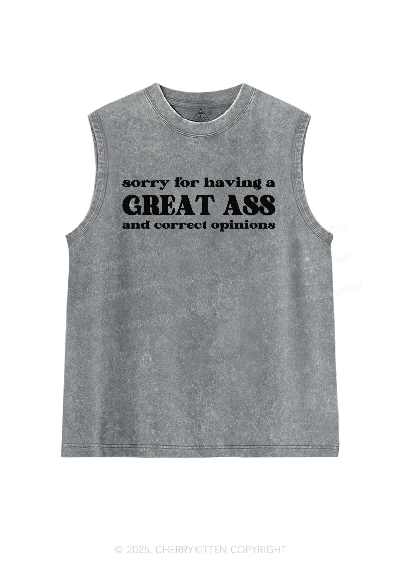 Sorry For Having Great Axx Y2K Washed Muscle Tank Cherrykitten
