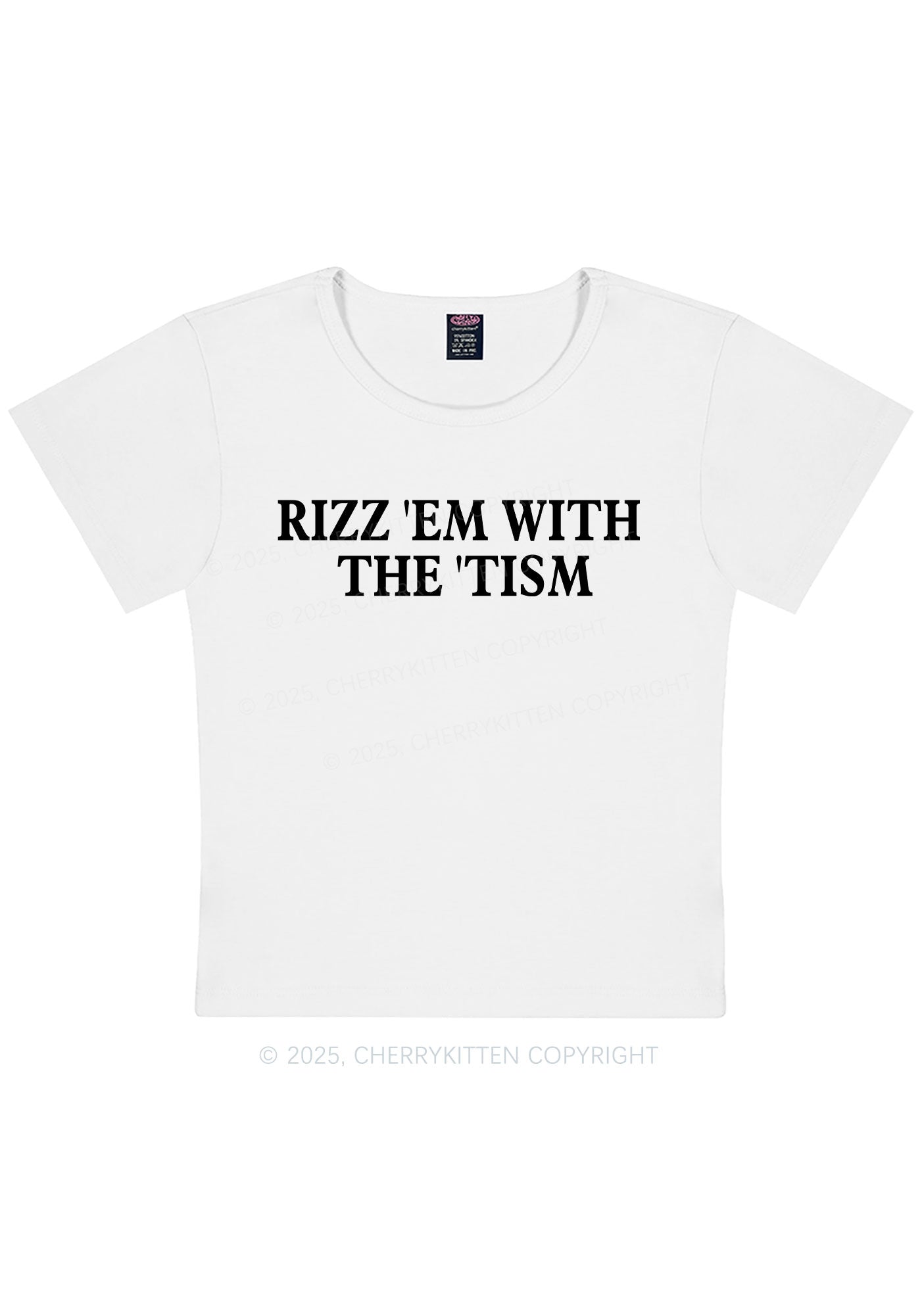 Rizz With Tism Y2K Baby Tee Cherrykitten