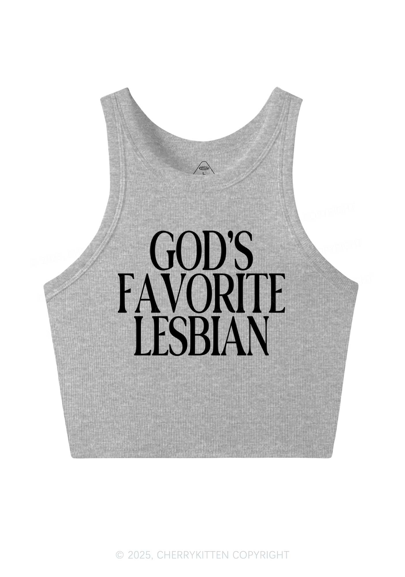 Gods Favorite Lesbian Pride Y2K Crop Tank Top Cherrykitten