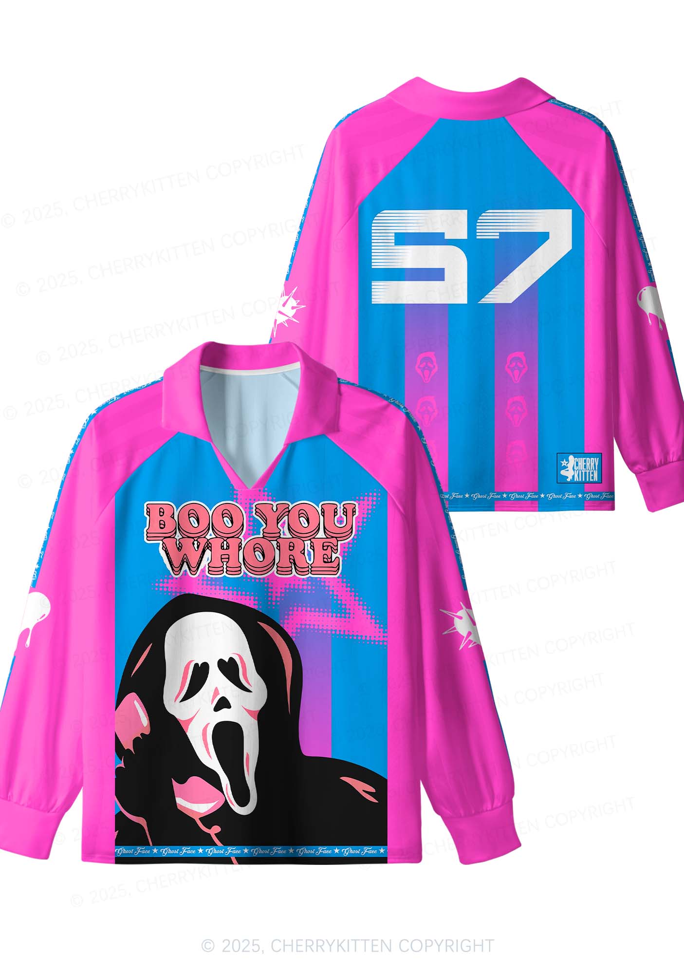 Custom Halloween Skeleton Boo You Hore Y2K Sport Long Sleeve Jersey Shirts Cherrykitten