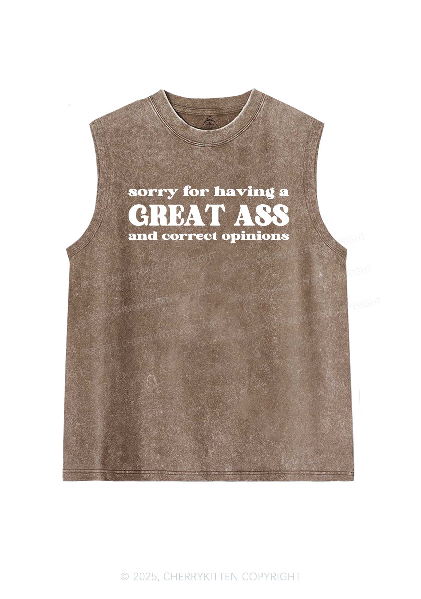 Sorry For Having Great Axx Y2K Washed Muscle Tank Cherrykitten