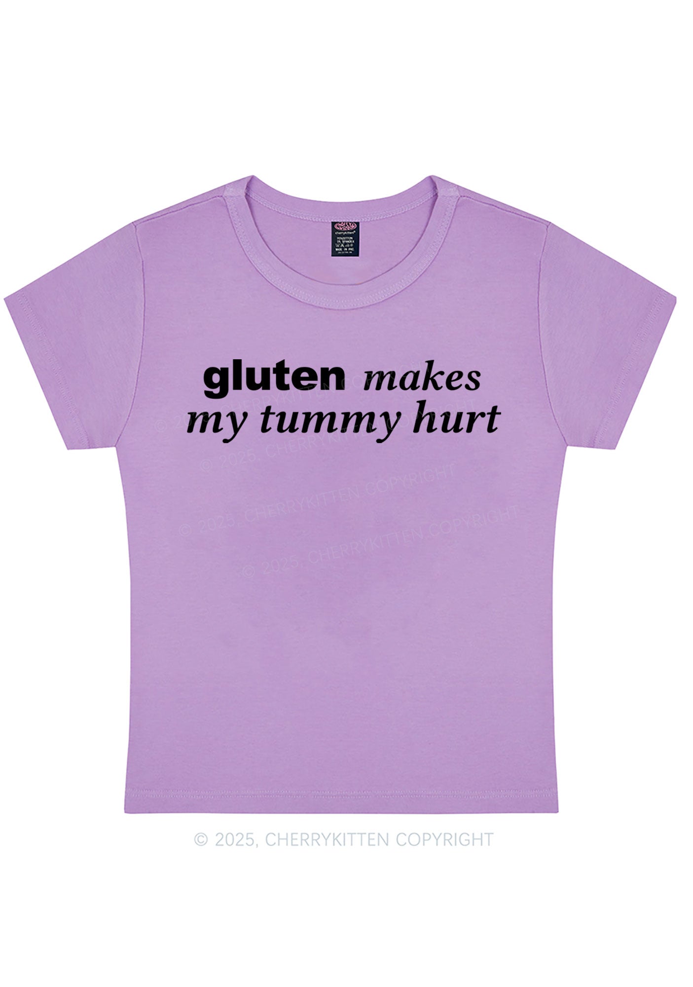 Gluten Makes Tummy Hurt Y2K Baby Tee Cherrykitten