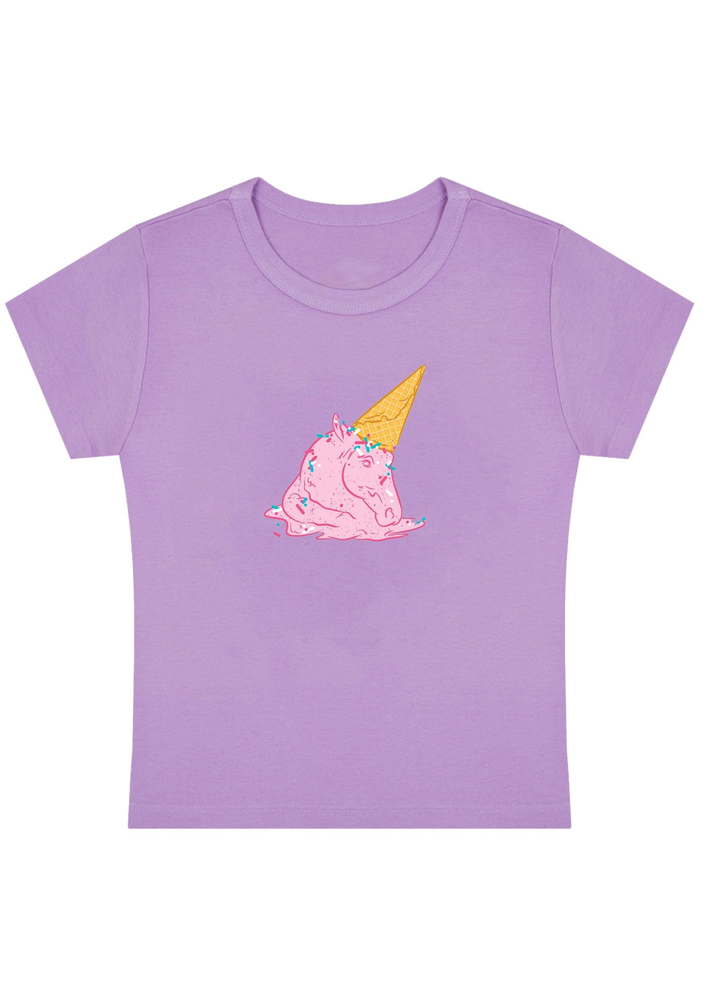 Curvy Pink Ice Cream Horse Baby Tee