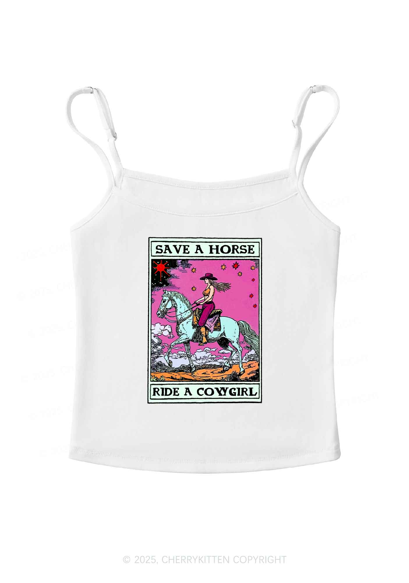 Save Horse Ride Cowgirl Pride Y2K Spaghetti Strap Cami Cherrykitten